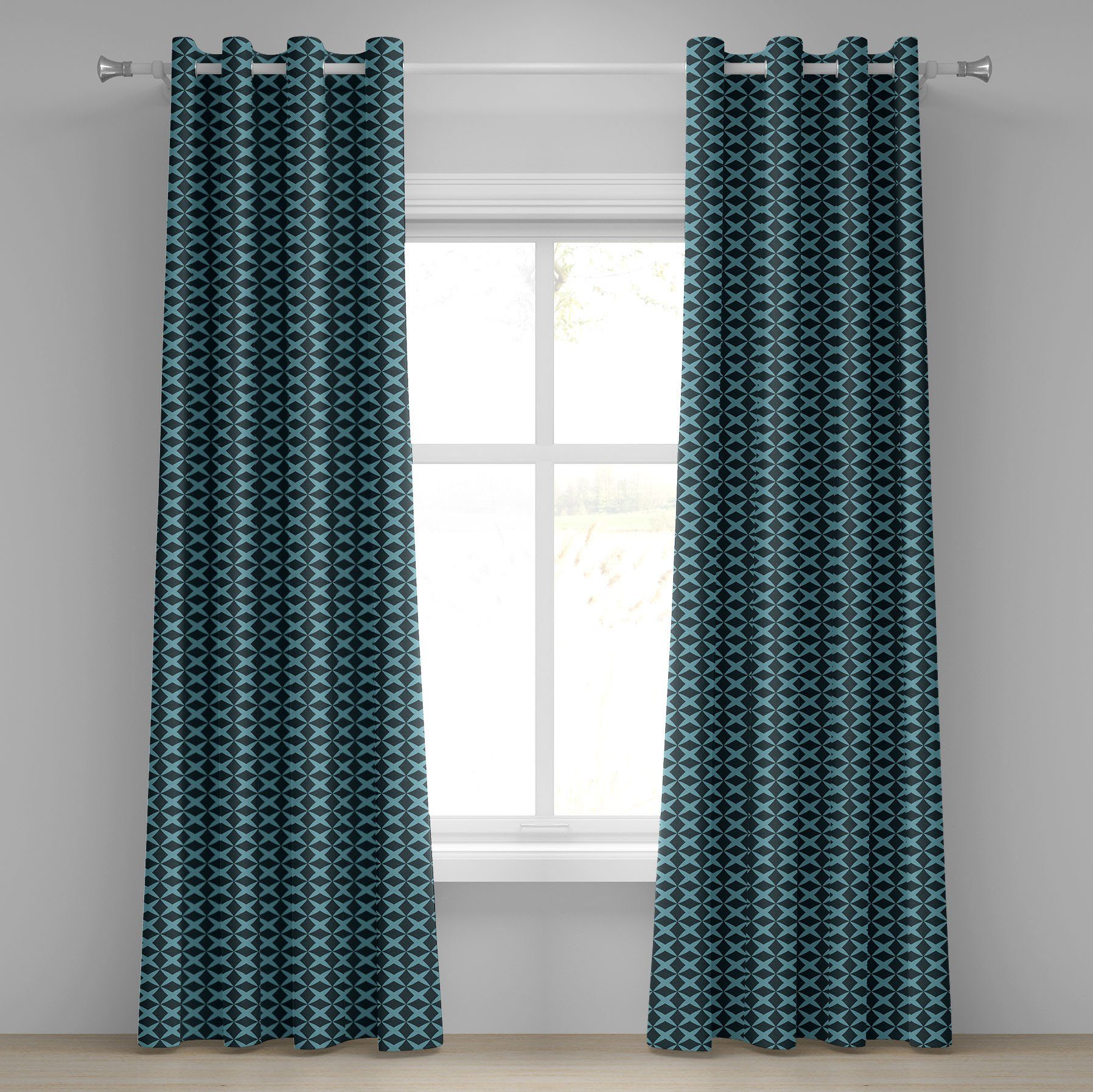 Gardine Dekorative 2-Panel-Fenstervorhänge für Schlafzimmer Linien Blau Wohnzimmer, Abakuhaus, Thick gekreuzte