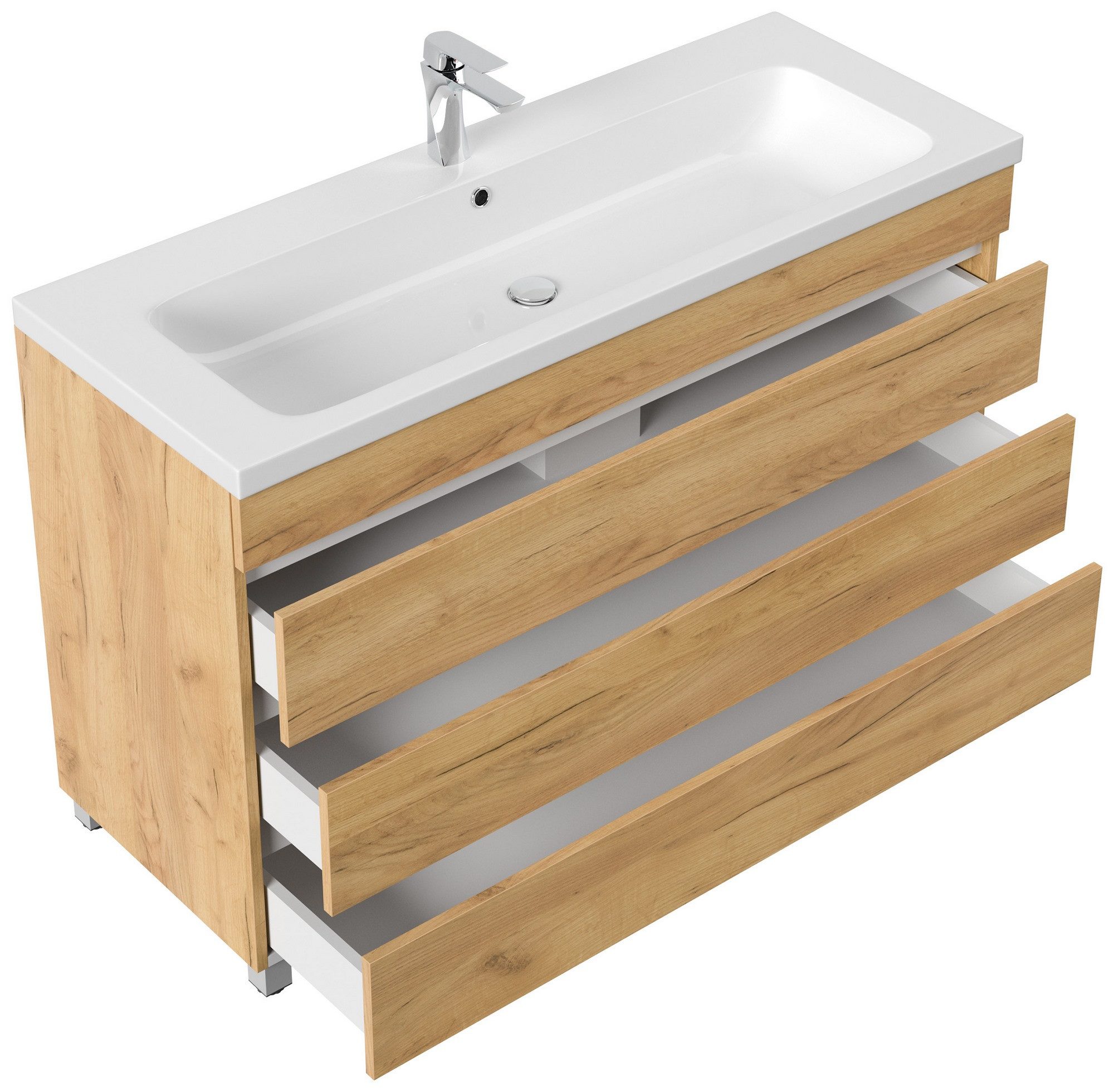 Posseik Badmöbel-Set Stand-Badmöbel Waschplatz "Fellini 120" Eiche Gold