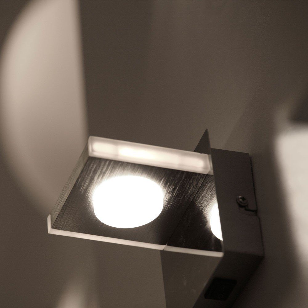 Chrom Leuchte Beleuchtung Wand fest LED Lampe Warmweiß, LED-Leuchtmittel 5 etc-shop verbaut, Watt Zimmer LED Wandleuchte,