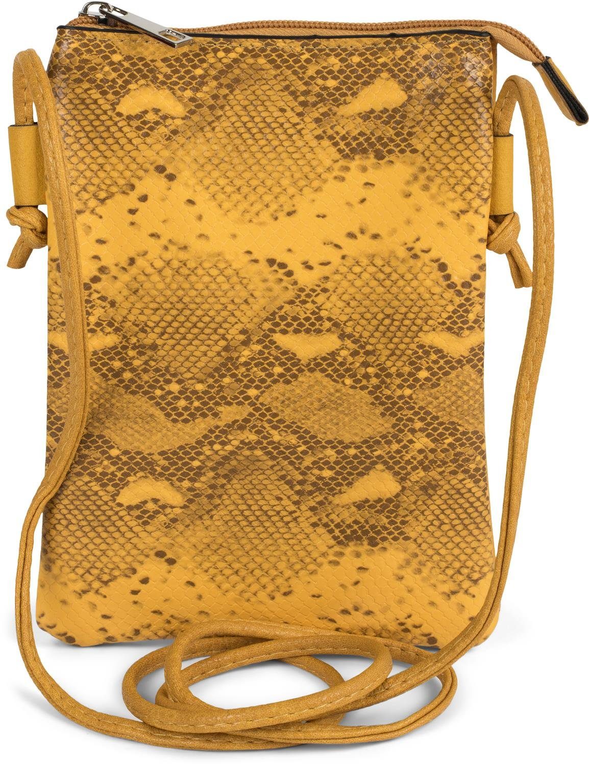 styleBREAKER Mini Bag (1-tlg), Mini Umhängetasche Schlangenleder Optik Curry