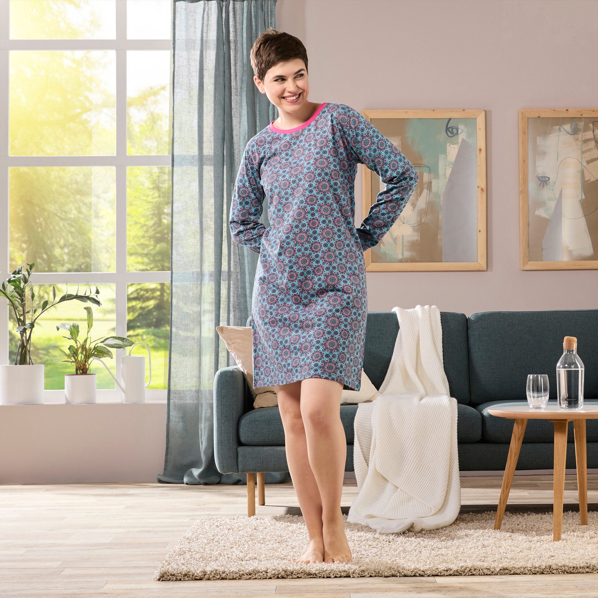 REDBEST Nachthemd Damen-Nachthemd Single-Jersey gemustert günstig online kaufen