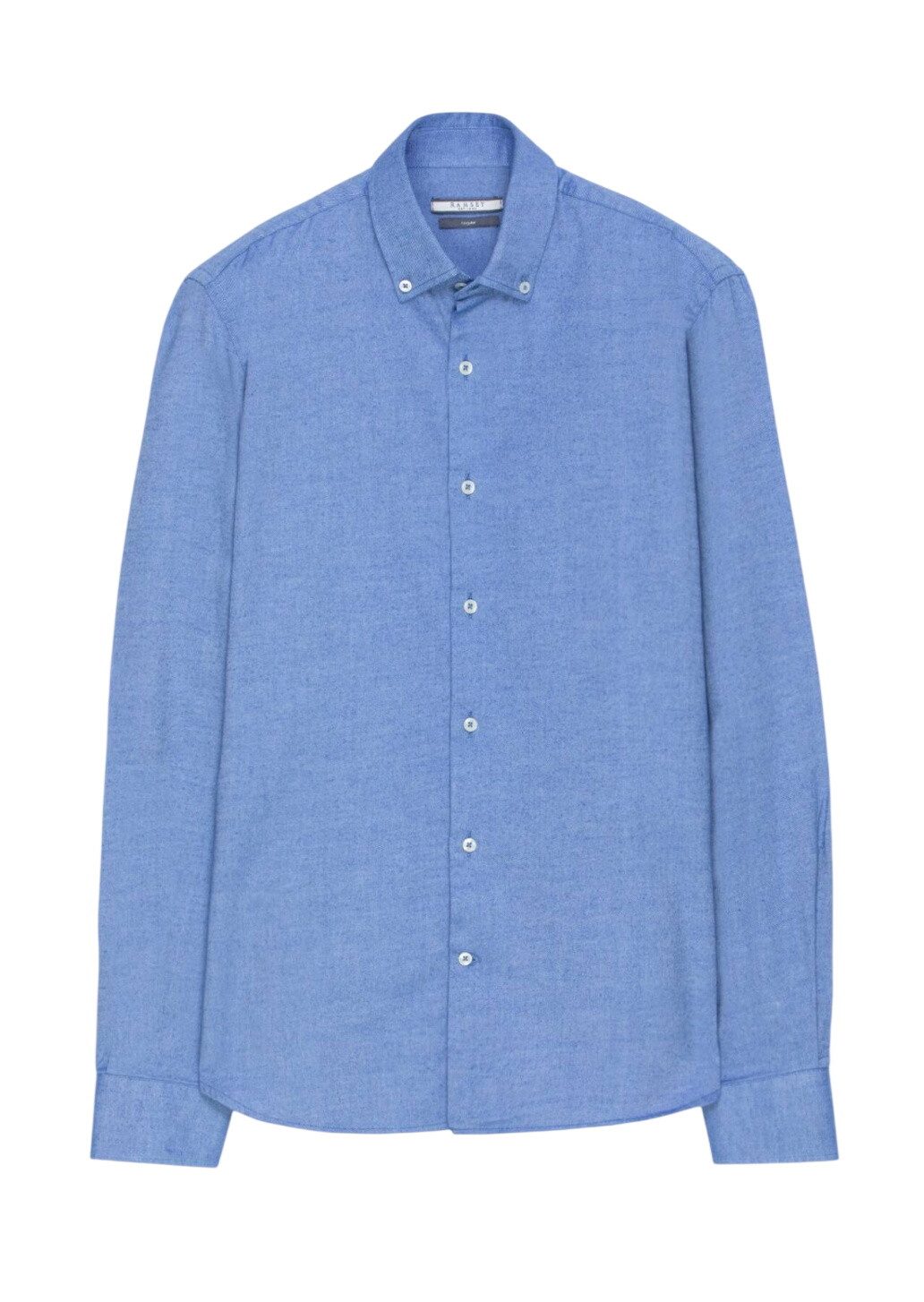 RAMSEY Hemdbluse Marineblaues, einfarbiges Freizeithemd in regulärer Passform aus 100 %