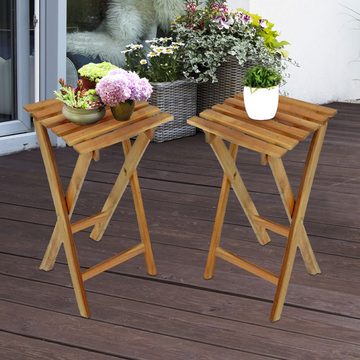 etc-shop Klappstuhl, Klapphocker Holz Balkon Blumenhocker Outdoor