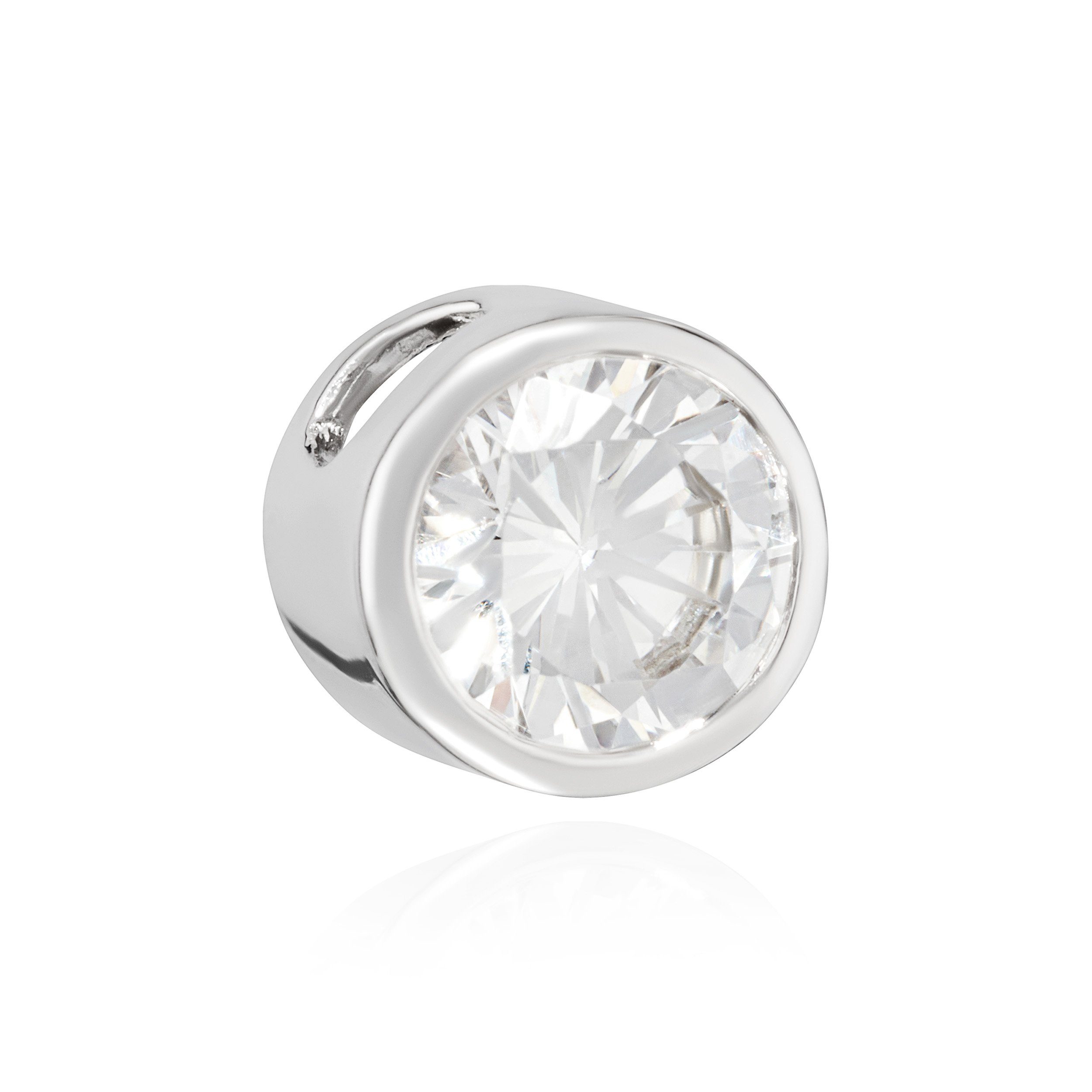 NKlaus Kettenanhänger Kettenahänger Solitär Kristall 925 Silber rhodiniert 7mm Zirkonia weiß