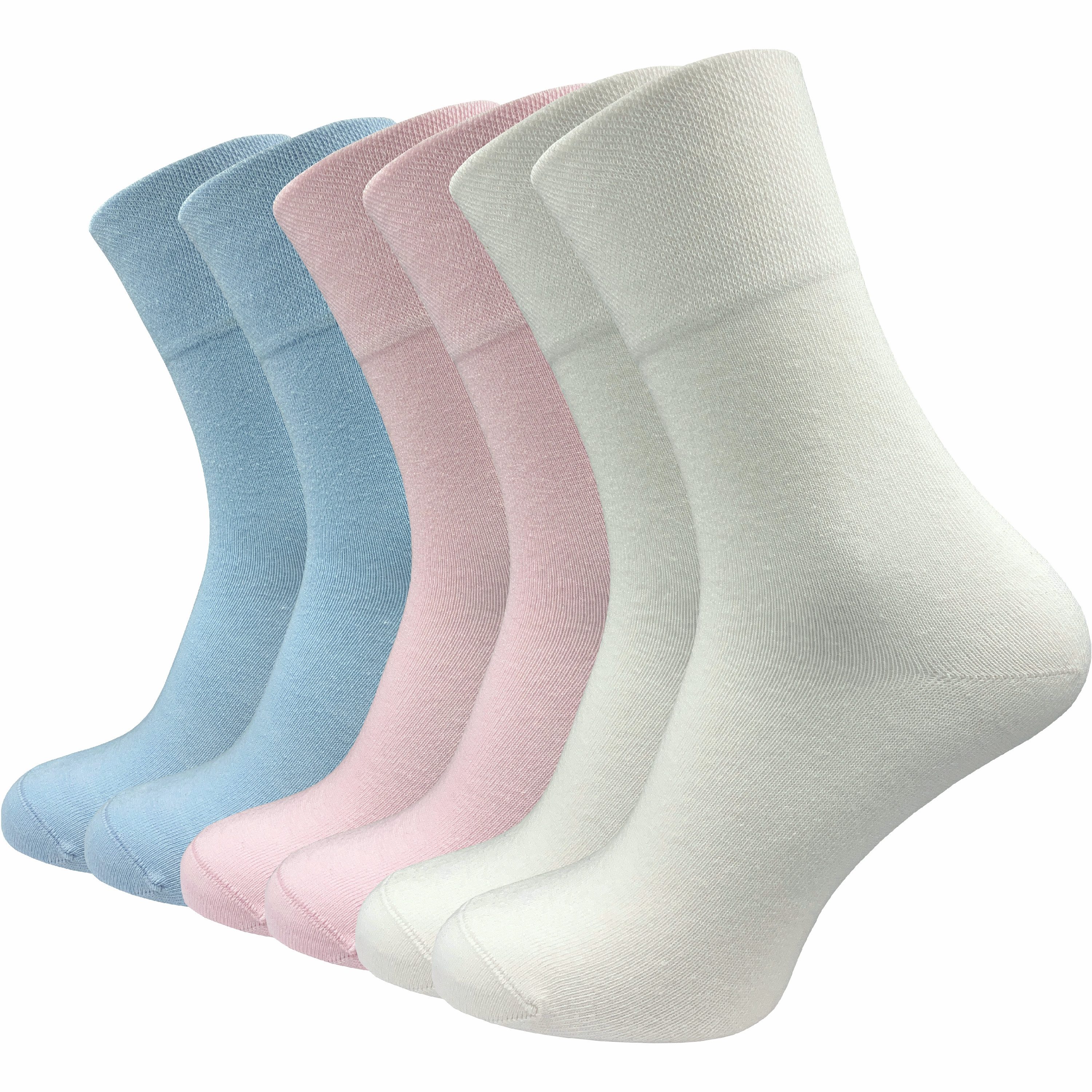 GAWILO Diabetikersocken für Damen ohne Gummidruck & ohne drückende Naht (6 Paar) Extra breiter Piquet-Strick am Komfortbund der nicht einschneidet