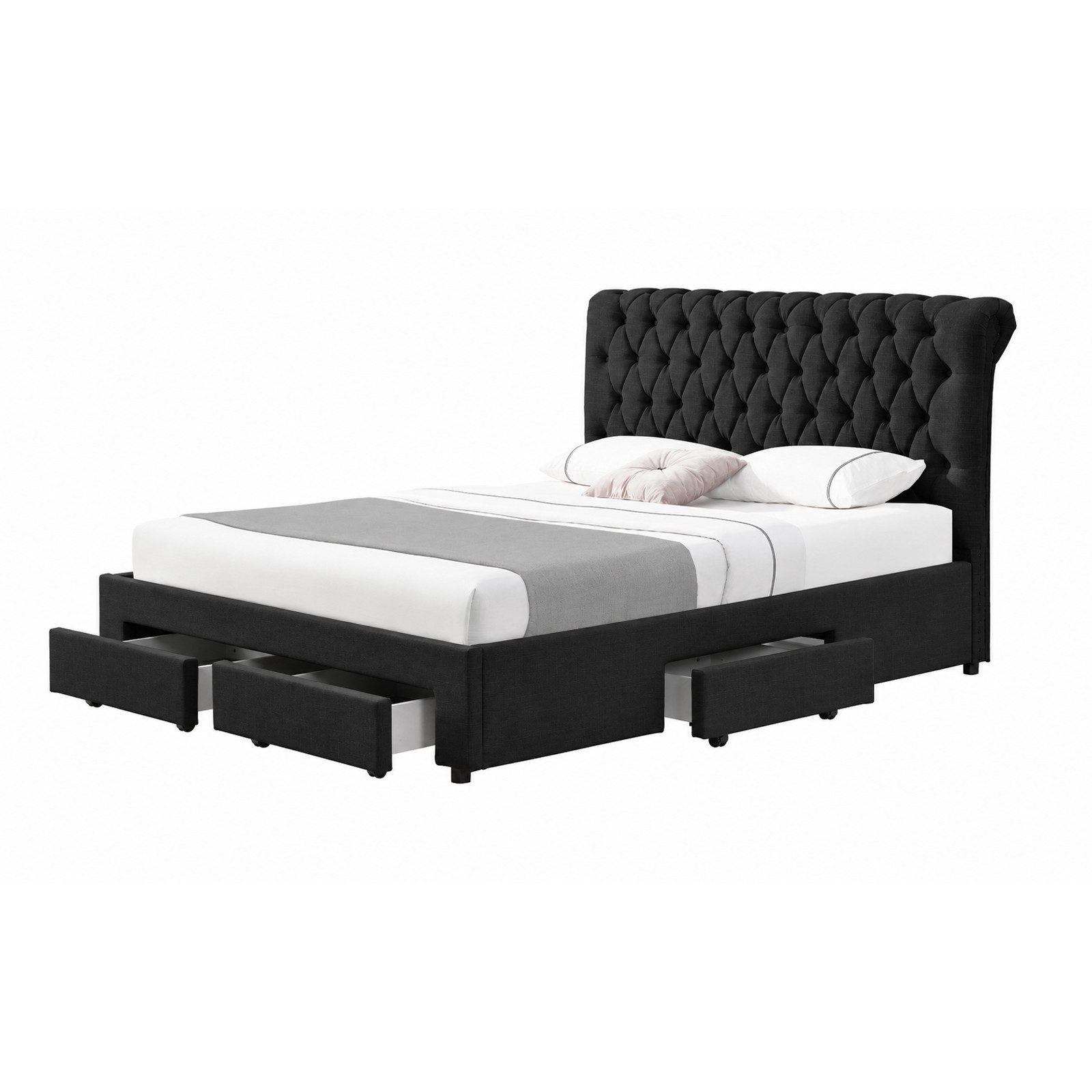 HTI-Living Polsterbett Polsterbett Claire 180 x 200 cm Anthrazit (Set, 1-tlg., 1 Bettgestell inkl. Rollrost und 4 Schubkästen), Doppelbett mit Stauraum, inkl. 4 Schubkästen
