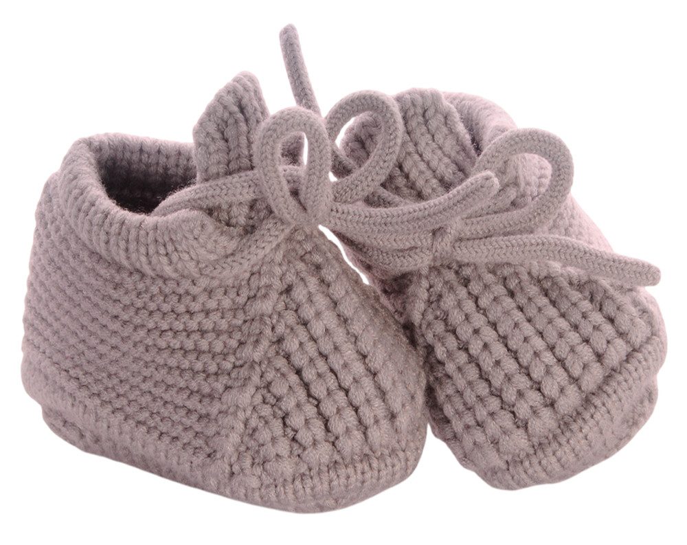 La Bortini Füßlinge Erstlingsschuhe Baby Strickschuhe Stricksocken Socken socks neutral, unisex, grau, braun, 56 62 68, Größe 16 17 18 19