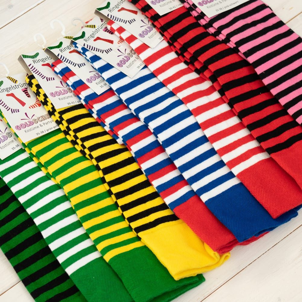 Goldschmidt Kostüme Kniestrümpfe Ringelstrümpfe Ringelsocken Kniestrümpfe rot schwarz 27/30