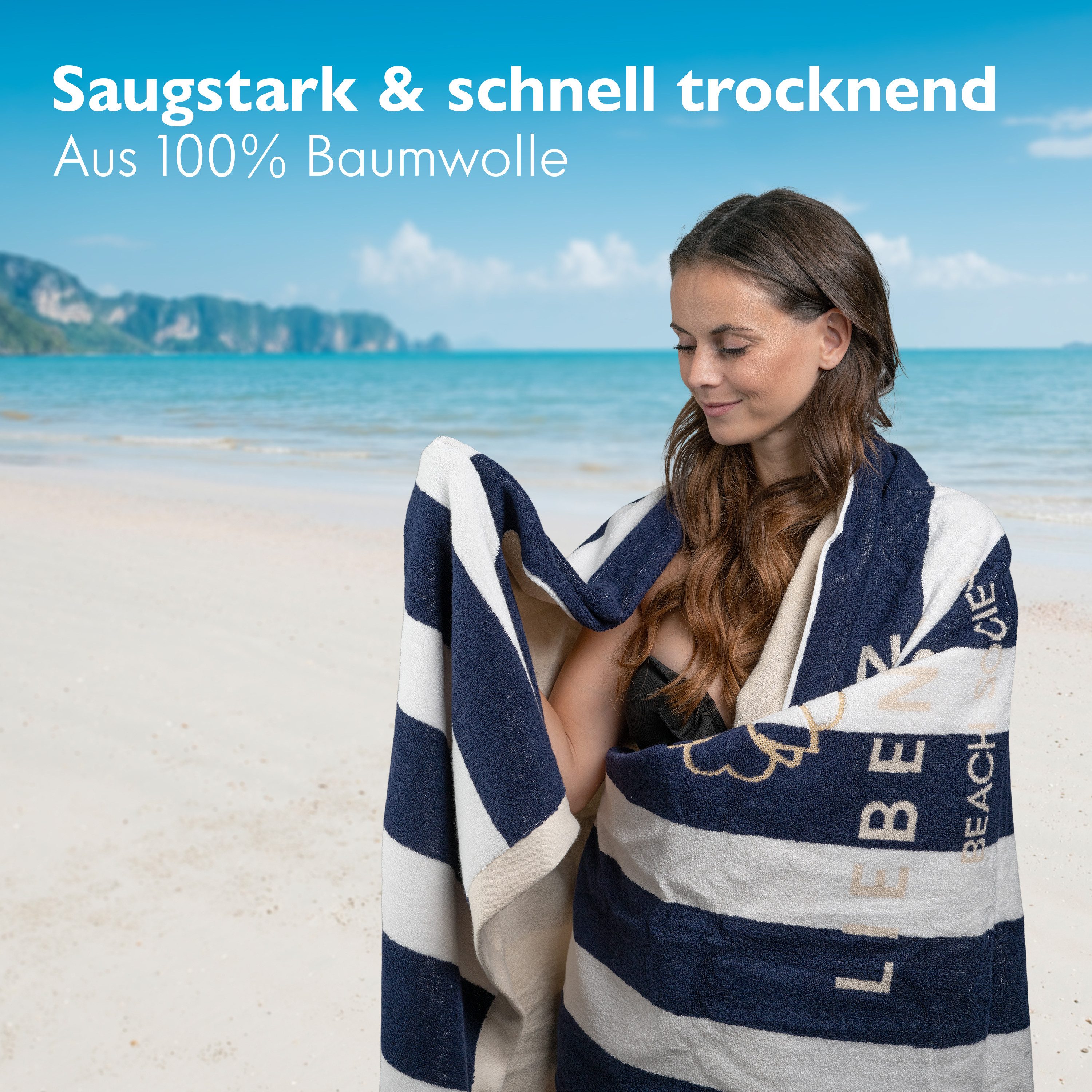 Liebenstein Strandtuch Premium Badetuch aus Baumwolle, Weiches Reisehandtuch, 100x180 cm – Bild 5 von 5