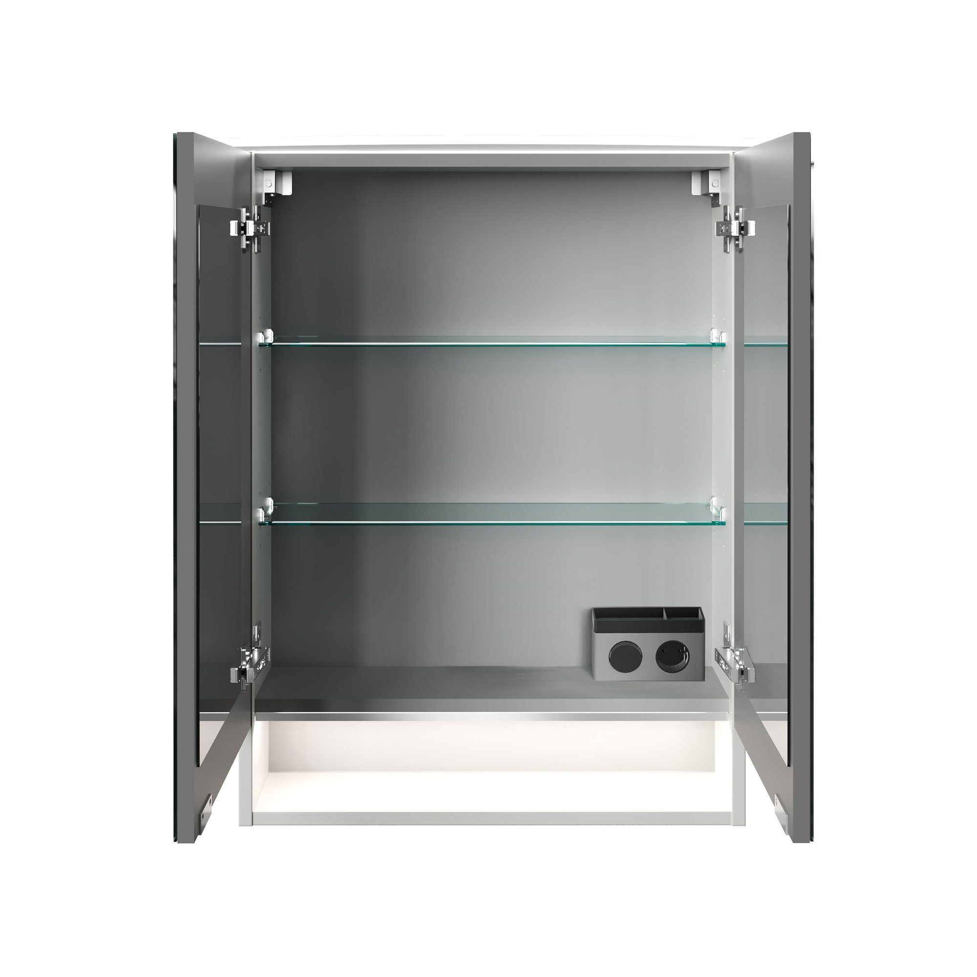 Spiegelschrank LED Badezimmerspiegelschrank FACKELMANN Weiß 60 cm Glanz Korpusfarbe: B.Style