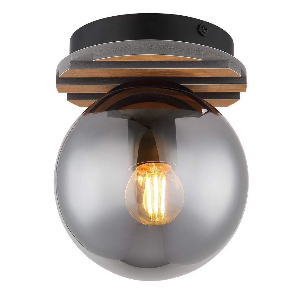 GLOBO LIGHTING Kugelleuchte, Leuchtmittel nicht inklusive, Deckenleuchte Deckenlampe Wohnzimmerlampe Metall Rauchglas H 20 cm