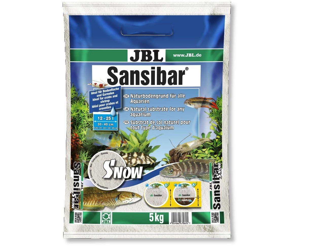 Aquariensand JBL Sansibar Aquarienbodengrund Snow 5 Kg