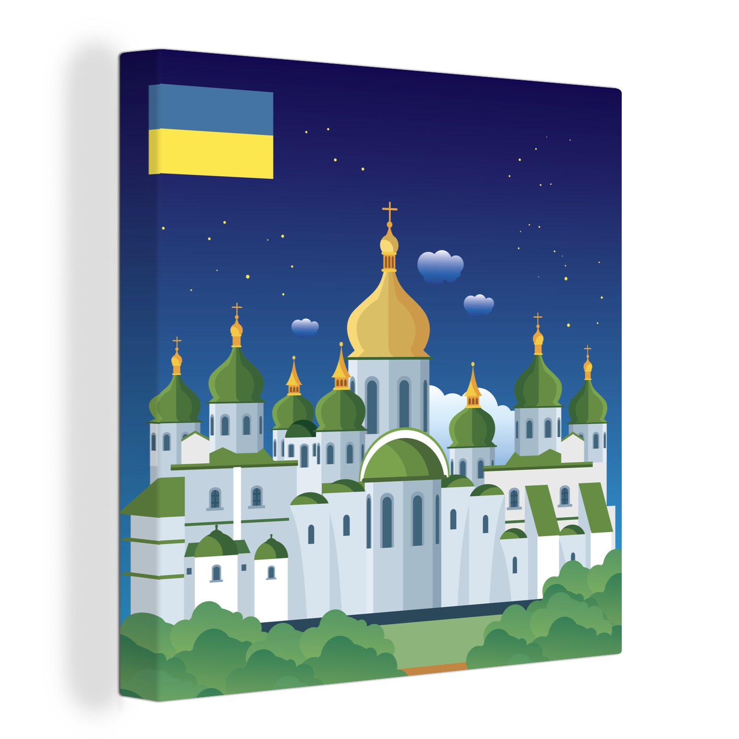 OneMillionCanvasses® Leinwandbild Illustration der Kathedrale von Kiew in der Ukraine, (1 St), Leinwand Bilder für Wohnzimmer Schlafzimmer