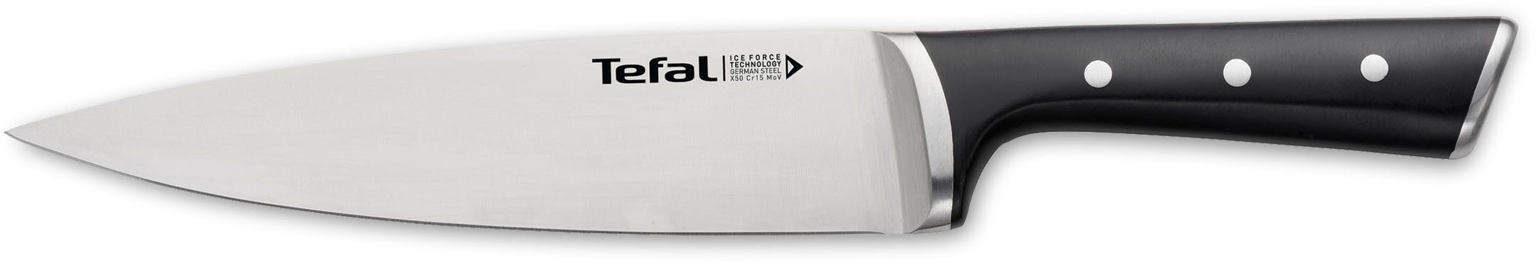 Tefal Kochmesser Edelstahl, Force, Leistungsstärke, Handschutz, dauerhafte Schwarz Ice Eishärtung