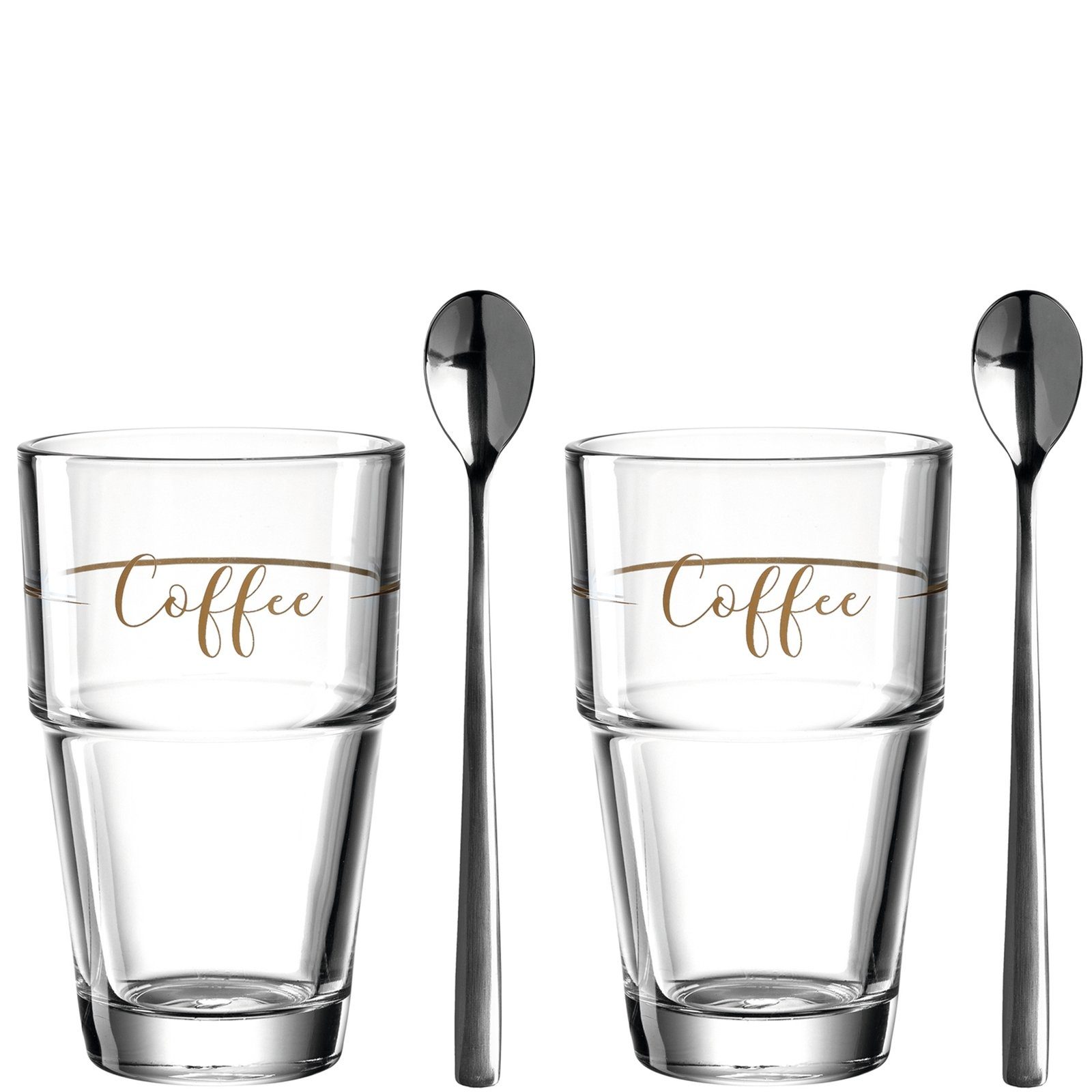 LEONARDO Latte-Macchiato-Tasse Becher-Coffee, 4tlg. Solo, Glas
