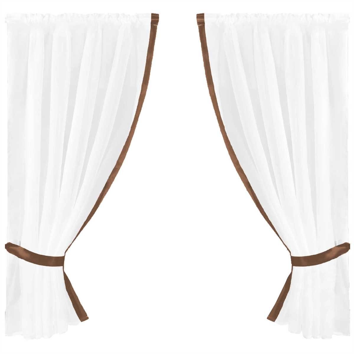 Vorhang, Arsvita, Stangendurchzug, transparent, Gardinenset Schlaufenschals, Braun Raffhalter) Voile (2 (BxL), x 2 120cm 140cm