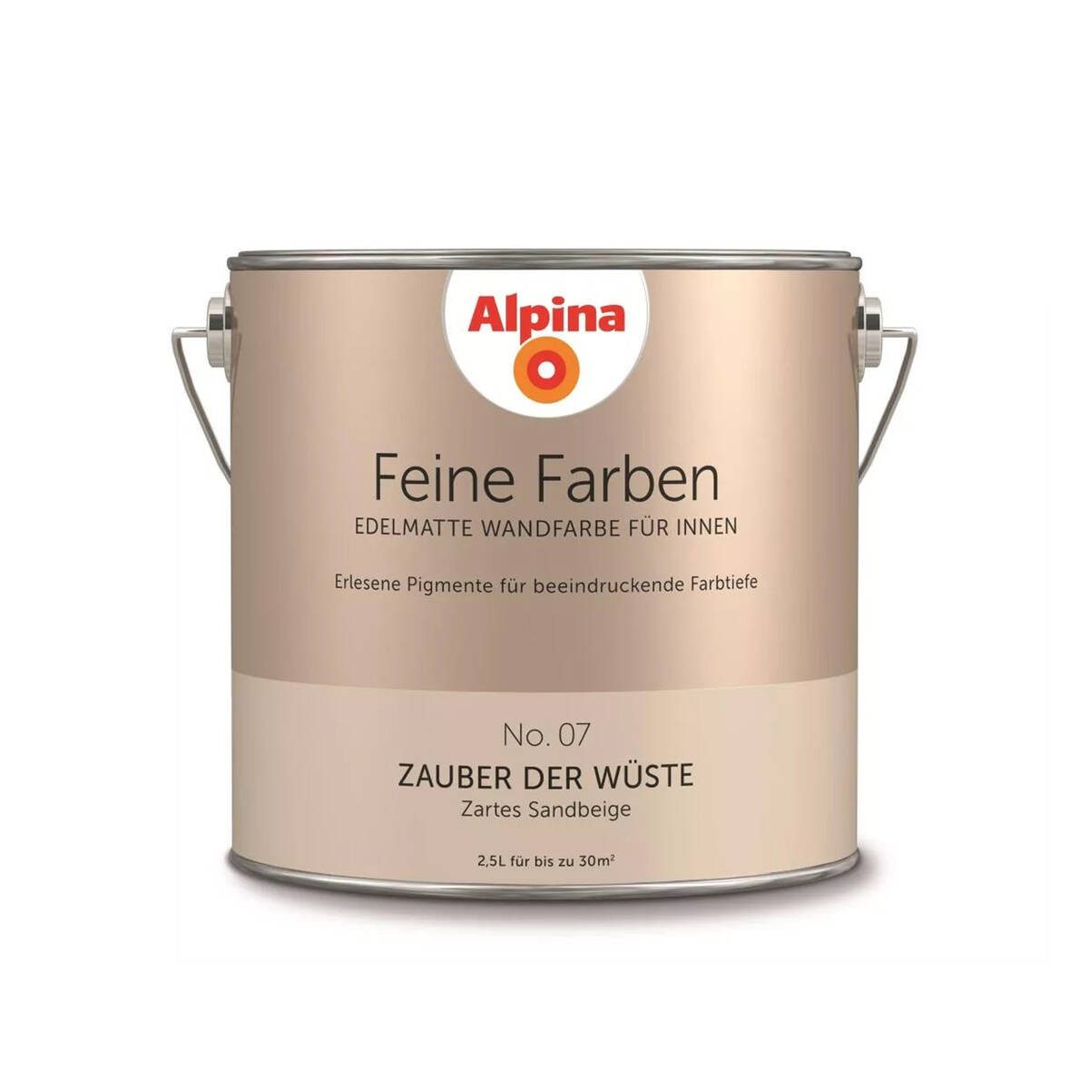Alpina Wand- und Deckenfarbe Zartes Sandbeige No. 07, Matt, wasserbasiert, ohne Grundierung, hochdeckend