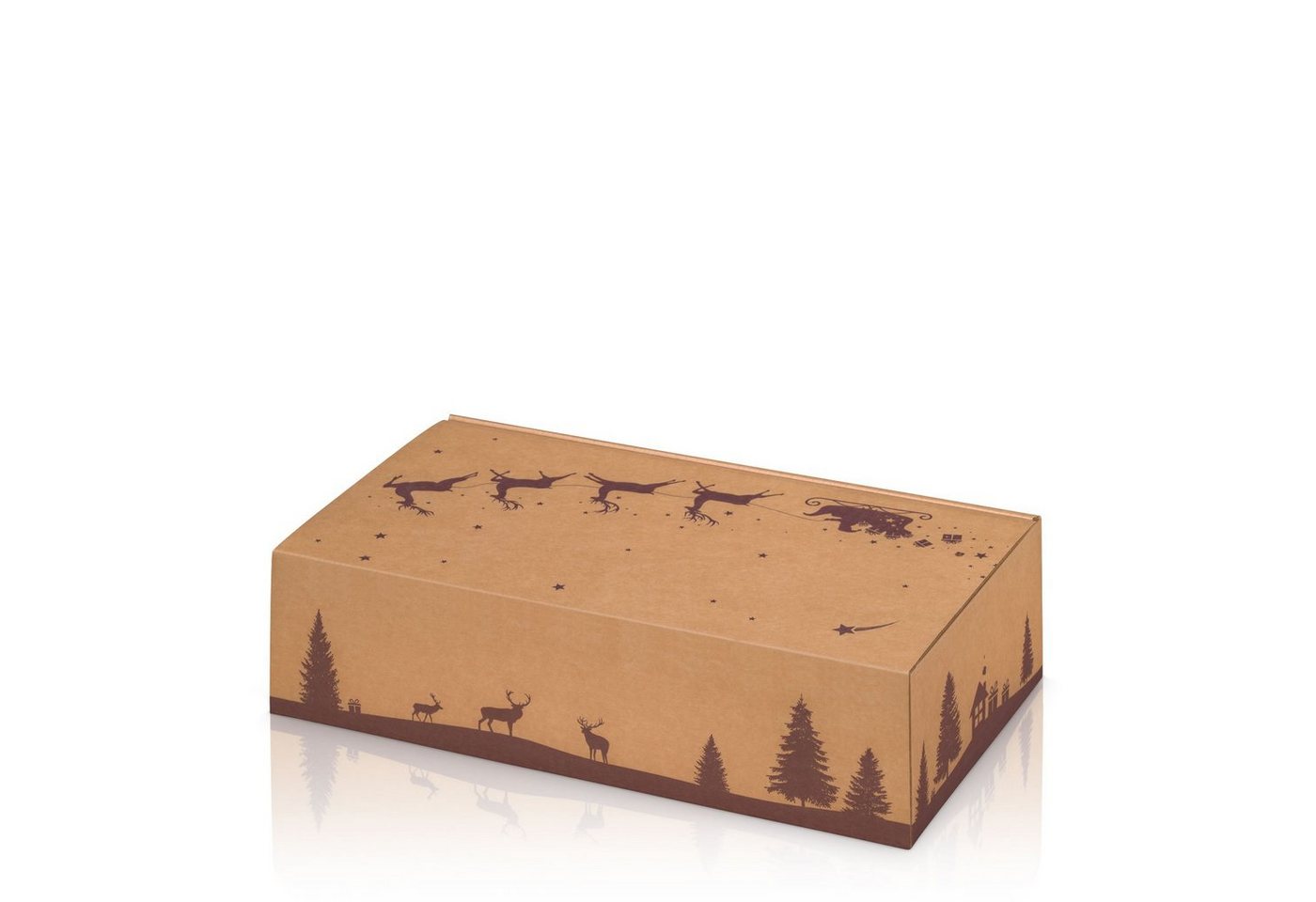 Thumbnail - KK Verpackungen Geschenkbox (1000 St), Präsentkarton 2 Flaschen 360x180x90mm Kraftpapier Weihnachten Braun