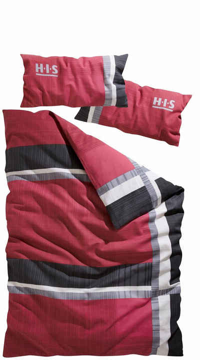Bettwäsche Linus in Gr. 135x200 oder 155x220 cm, H.I.S, Renforcé, 2 teilig, Biber kuschelig warm im Winter, gestreifte Bettwäsche aus Baumwolle