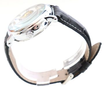 Rötting Design Automatikuhr Herrenuhr Automatikuhr offene Unruhe weißes Ziffernblatt Lederarmband, Tag/Nacht Phasen Anzeige