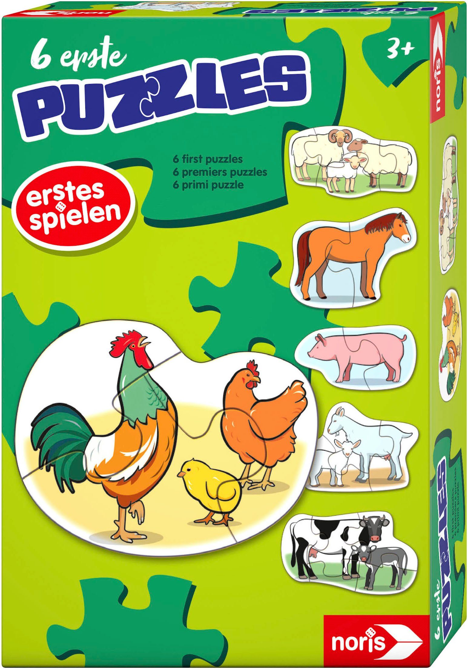Noris Puzzle 6 erste Puzzles - Bauernhoftiere, 19 Puzzleteile günstig online kaufen