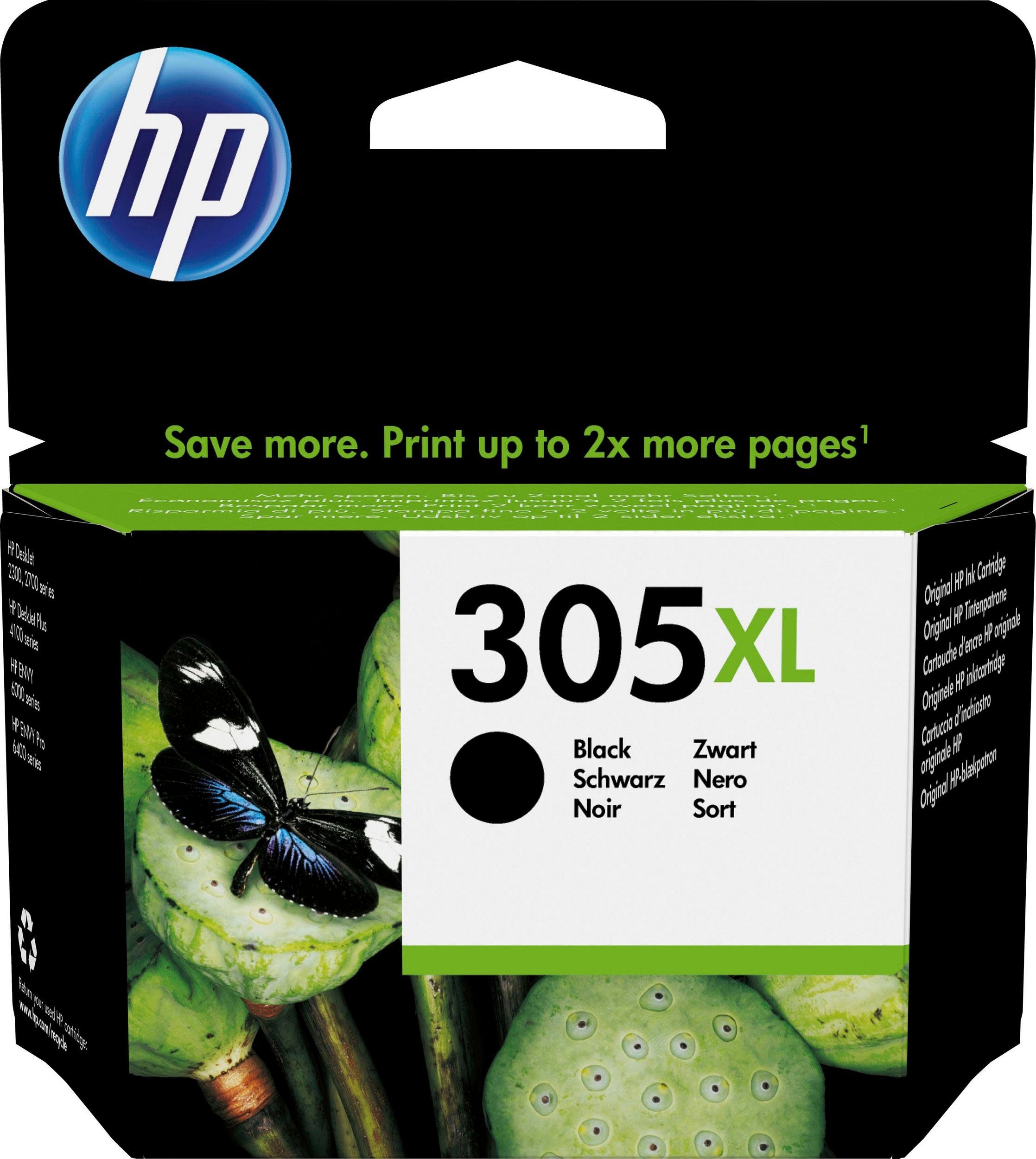 HP hp 305XL (1-tlg., original Druckerpatrone Tintenpatrone schwarz XL) 305