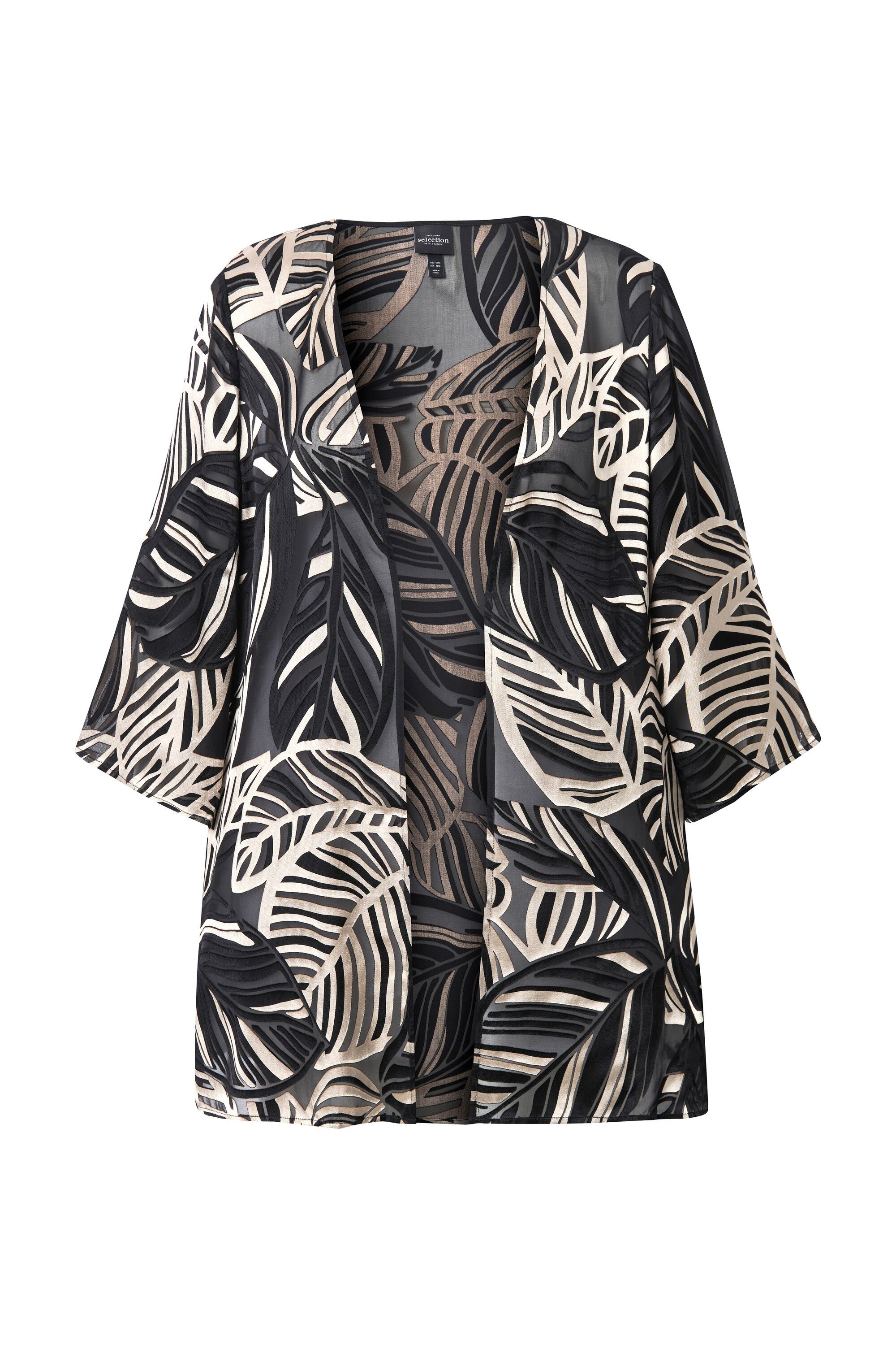 Ulla Popken Sommerjacke Chiffon-Jacke Ausbrenner V-Ausschnitt günstig online kaufen