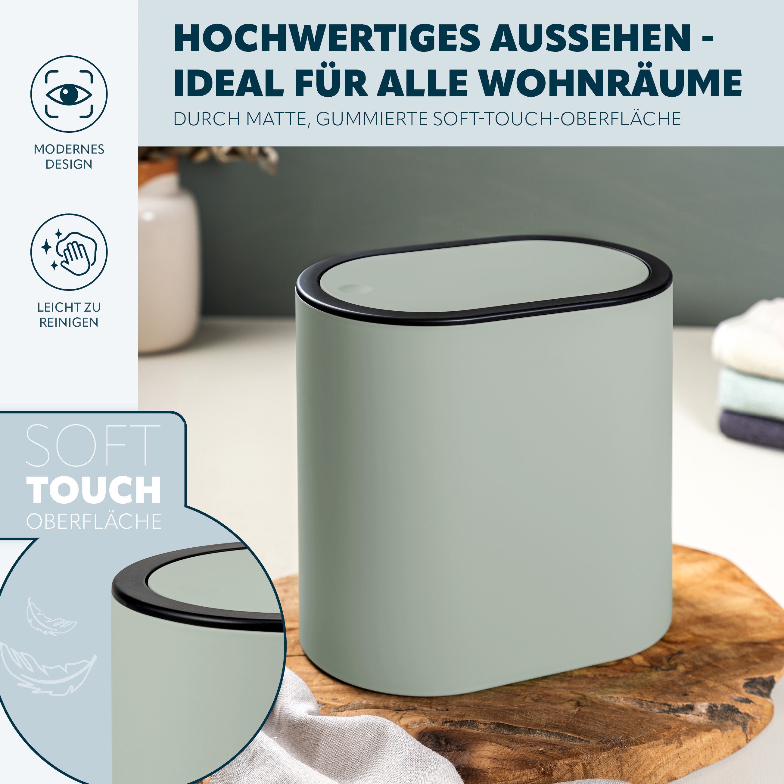 eluno Kosmetikeimer ovaler Badeimer, 6 Liter Volumen, Kunststoff
