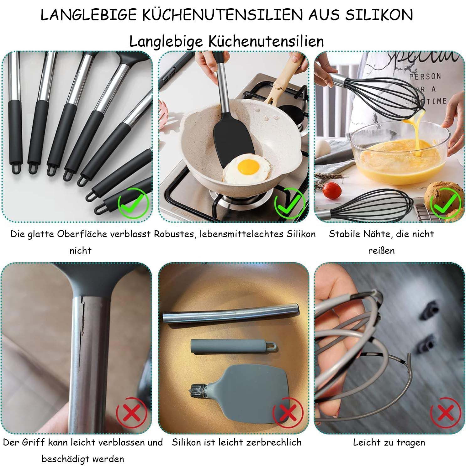 Agger Kochbesteck-Set 15-teilig Silikon Küchenhelfer Set, Antihaft (15-tlg) – Bild 2 von 5