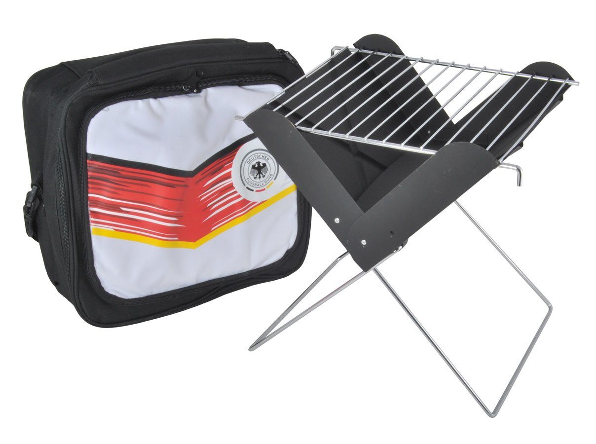 KS-Direkt Holzkohlegrill Grill mit Kühltasche Klappgrill Koffergrill Camping Picknickgrill, Grill BxTxH 28 x 24 x 3,5 cm; Tasche 32 x 32 x 11 cm