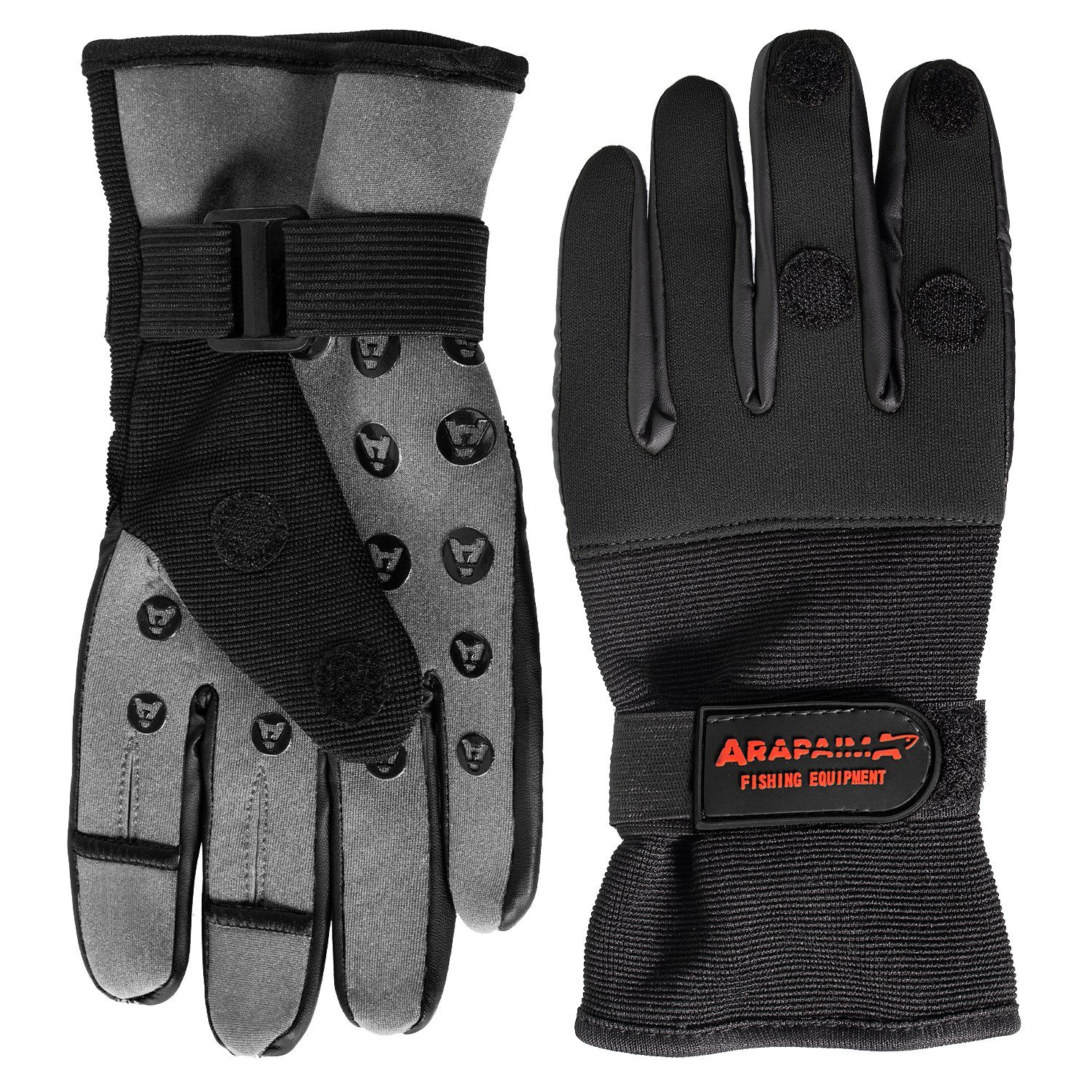 Handschuhe Arapaima Equipment Angeln Schwarz Angelhandschuhe Fishing wizard Neopren (Paar)