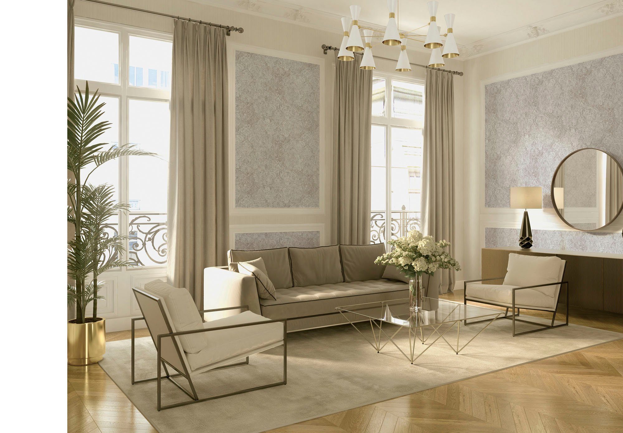 Hari, Barock, Vintagetapete Tapete ornamental, strukturiert, walls Barock living Mata Glitzermuster, beige/creme Vliestapete