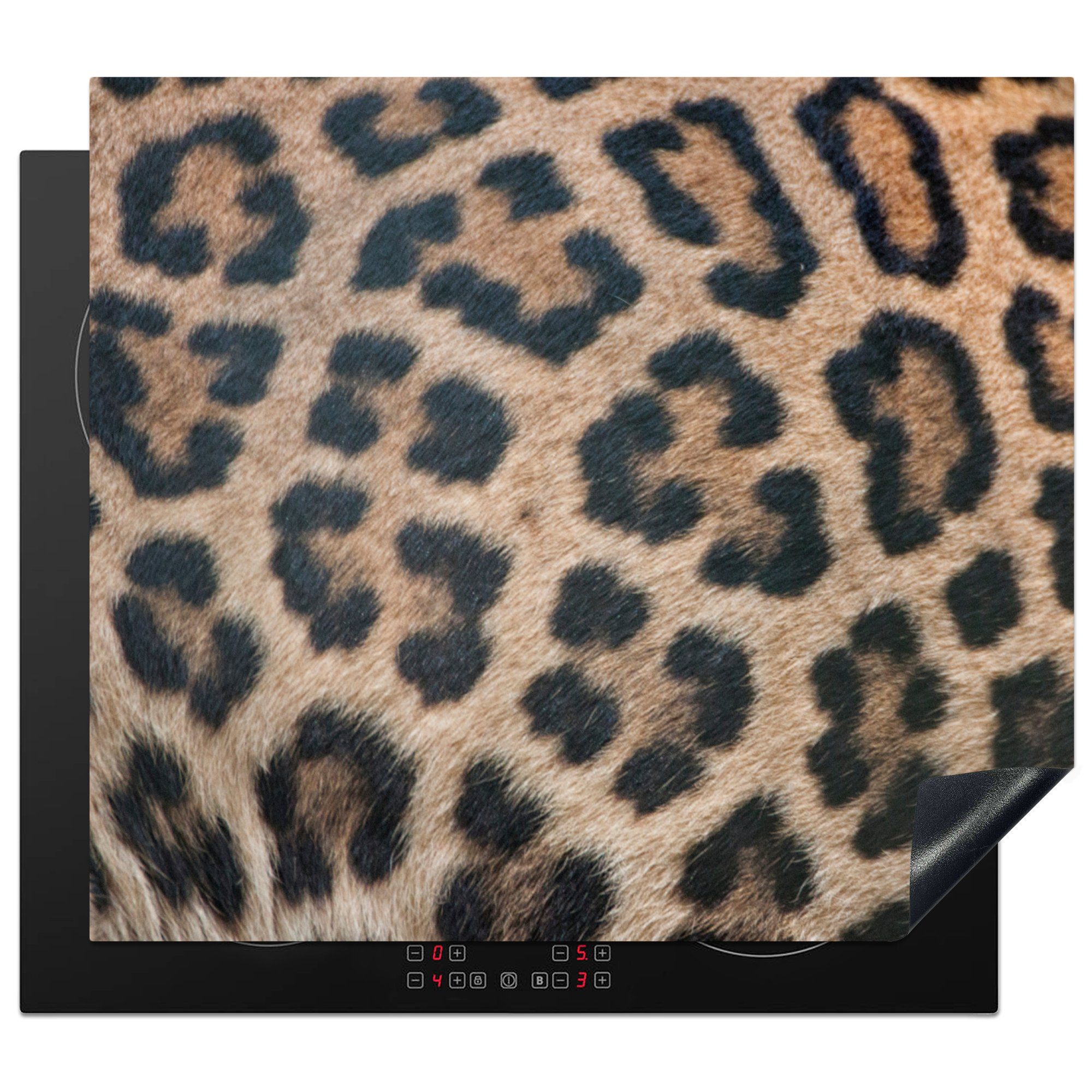 MuchoWow Herd-Abdeckplatte Leopardenmuster, Vinyl, (1 tlg), Cerankochfeld Abdeckung, Herd Abdeckplatten Vinyl, 58.3x51.3 cm