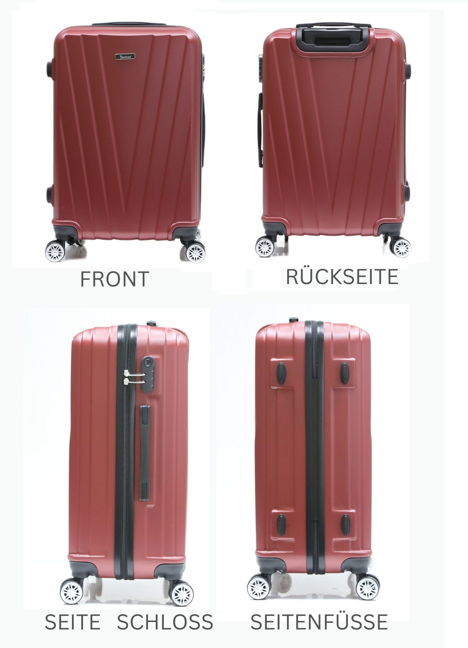 Rollen Hartschalenkoffer Kofferset teilig XL 360° Hartschalenkoffer rot Koffer Organizer Leichtgewicht Kofferset Reisekoffer S-M 3 tlg., Urlaub 3 Handgepäck Urlaubskoffer Set), Gepäckset Rollkoffer Reisen Set (Koffer-Set, -VARIANTE-, 4 L KESSMANN Rollen, Trolley