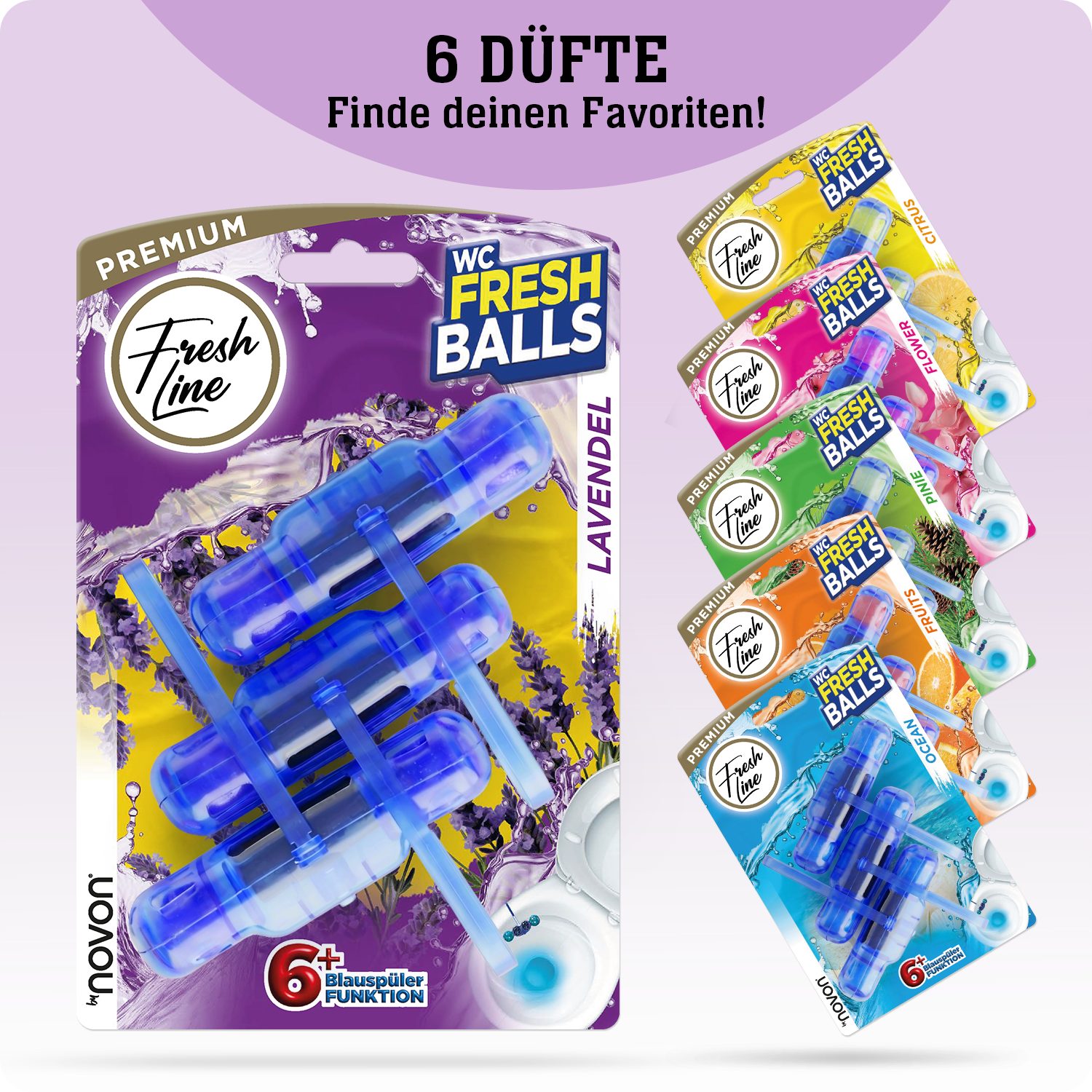 Fresh Line WC-Duftspüler Fresh Balls, 3 Stück – erhältlich in 6 Duftsorten, Für den Einsatz in privaten und gewerblichen Toiletten
