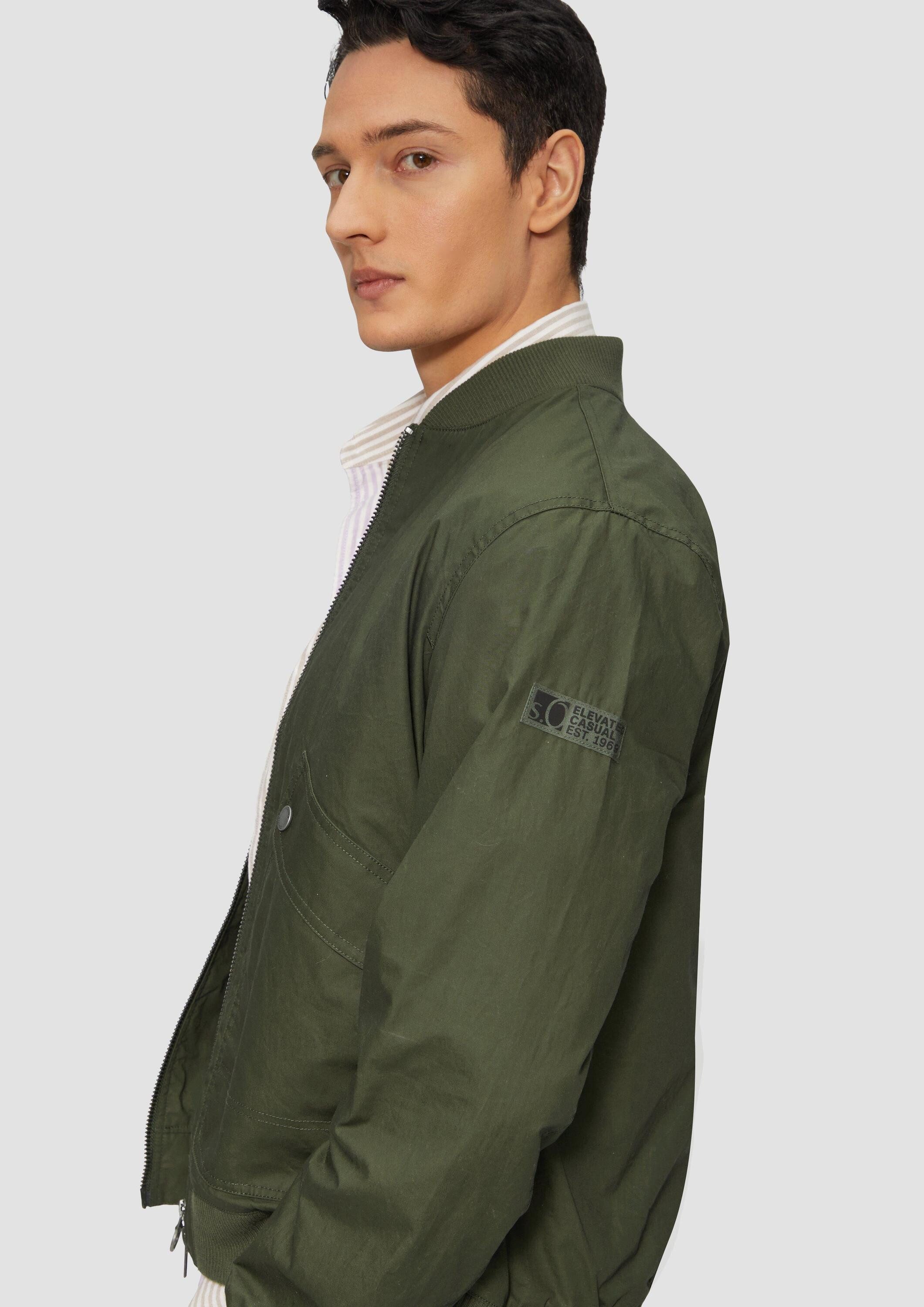s.Oliver Funktionsjacke Outdoor-Jacke Gewachste Bomber-Jacke mit wasserabweisender Funktion