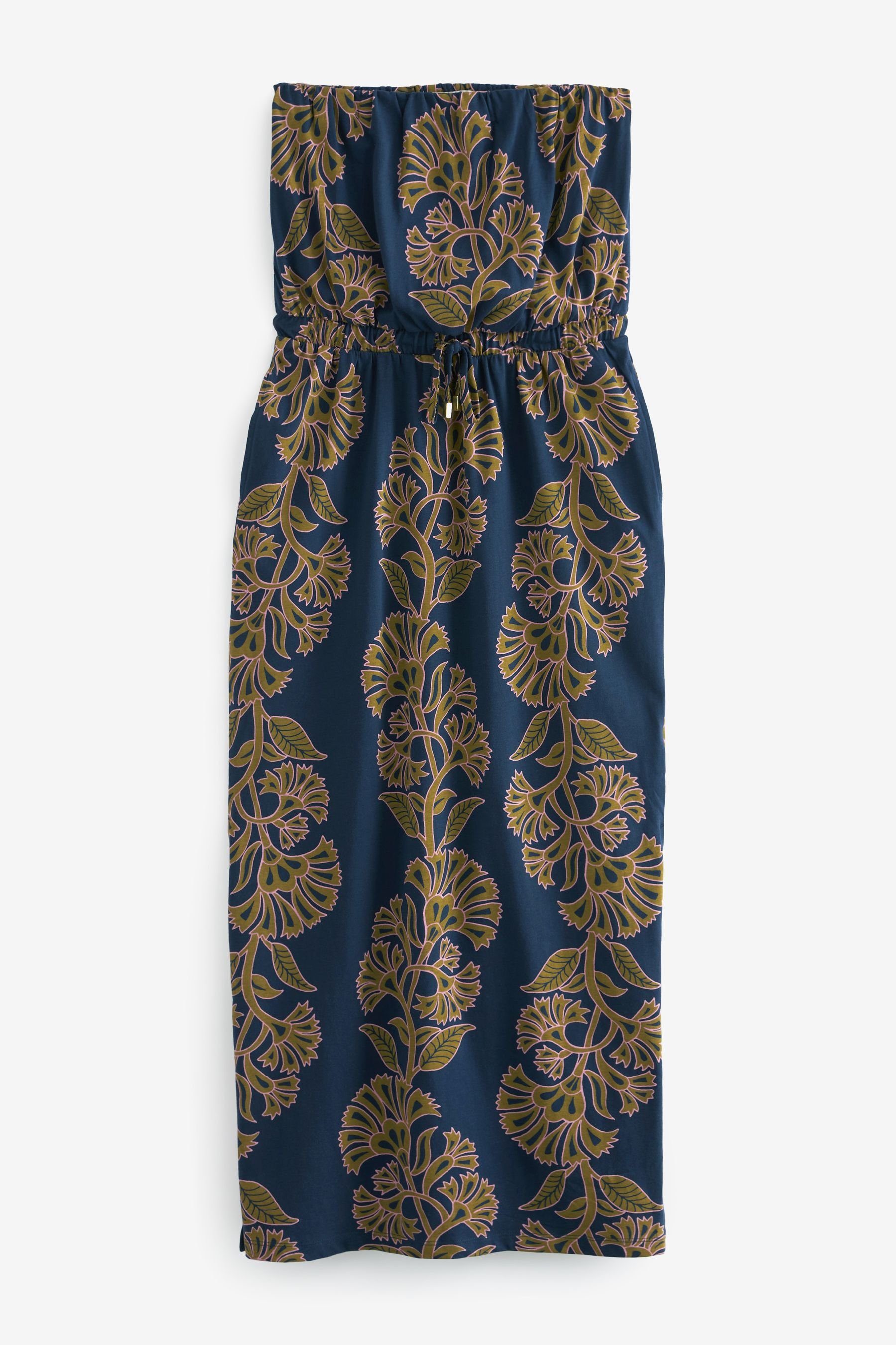 Bandeau-Midikleid, Floral (1-tlg) Midikleid Navy Next Kurzgröße