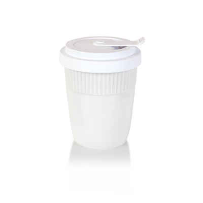 Mahlwerck Manufaktur Coffee-to-go-Becher To go Becher Thermo small, Porzellan, doppelwandig, Pearl White, auslaufsicher, 350 ml