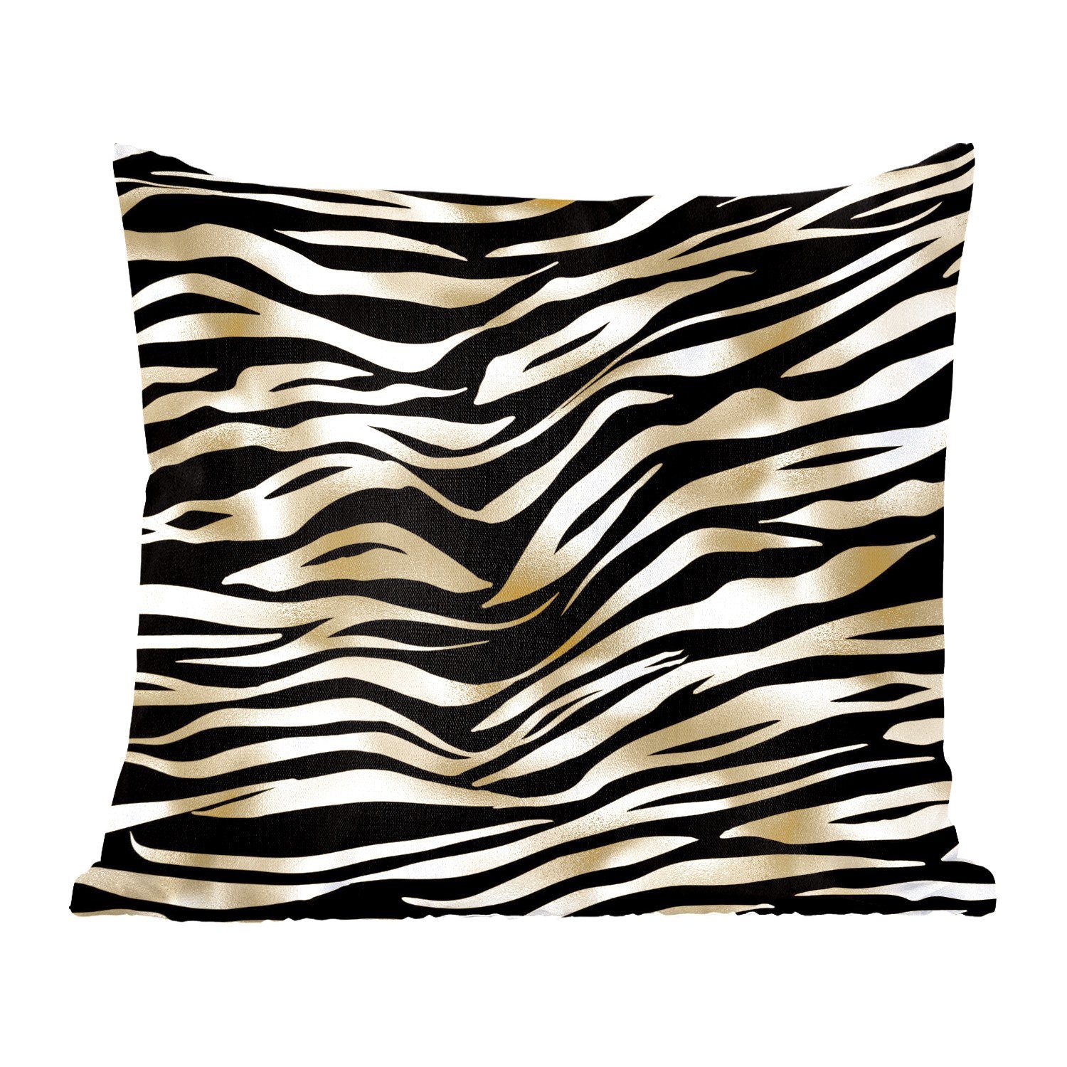 MuchoWow Dekokissen Muster - Zebra - Gold, Zierkissen mit Füllung für Wohzimmer, Schlafzimmer, Deko, Sofakissen