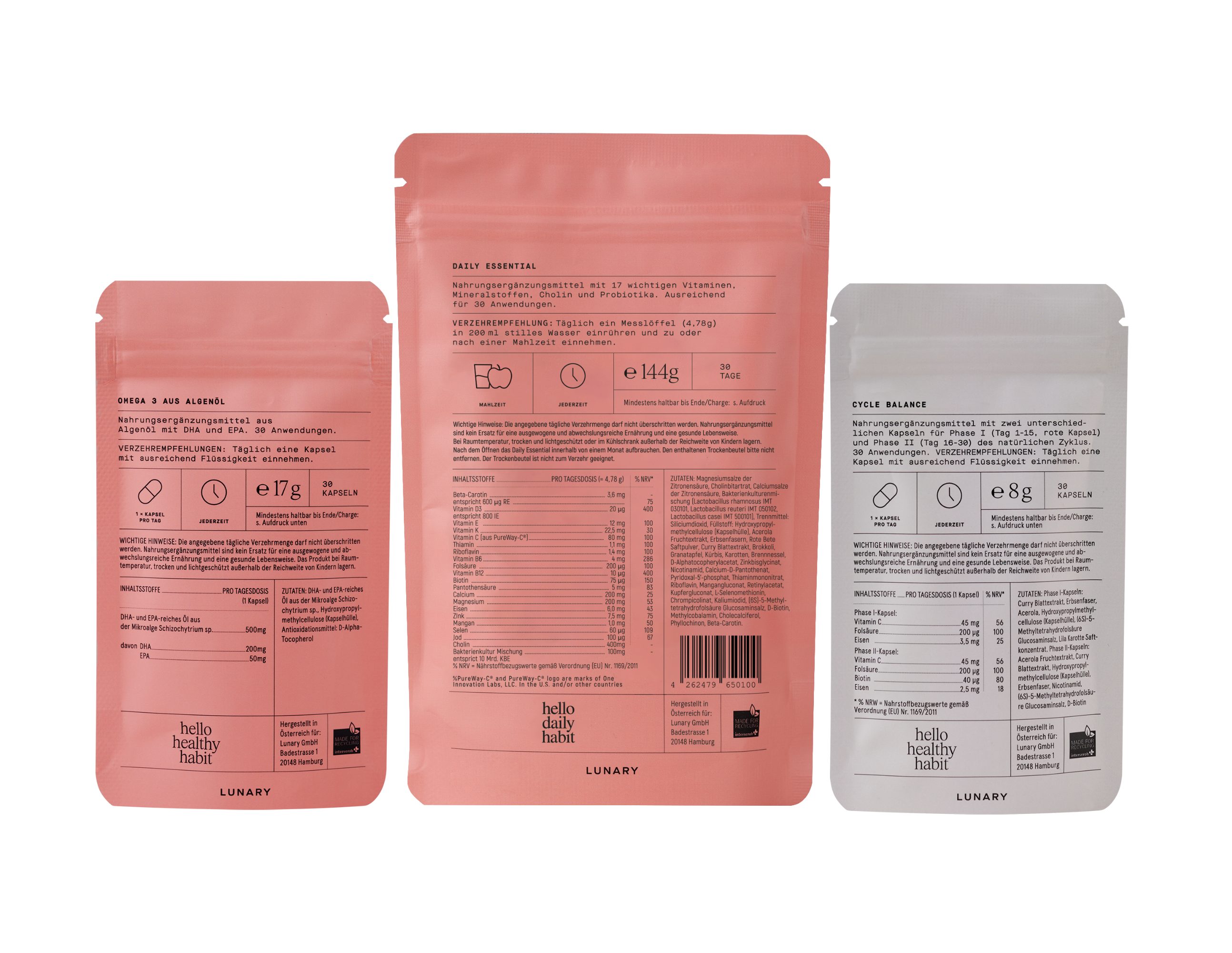 LUNARY Cycle Balance Set - für Frauen bei natürlicher Verhütung Kapsel, Pulver, 169 g