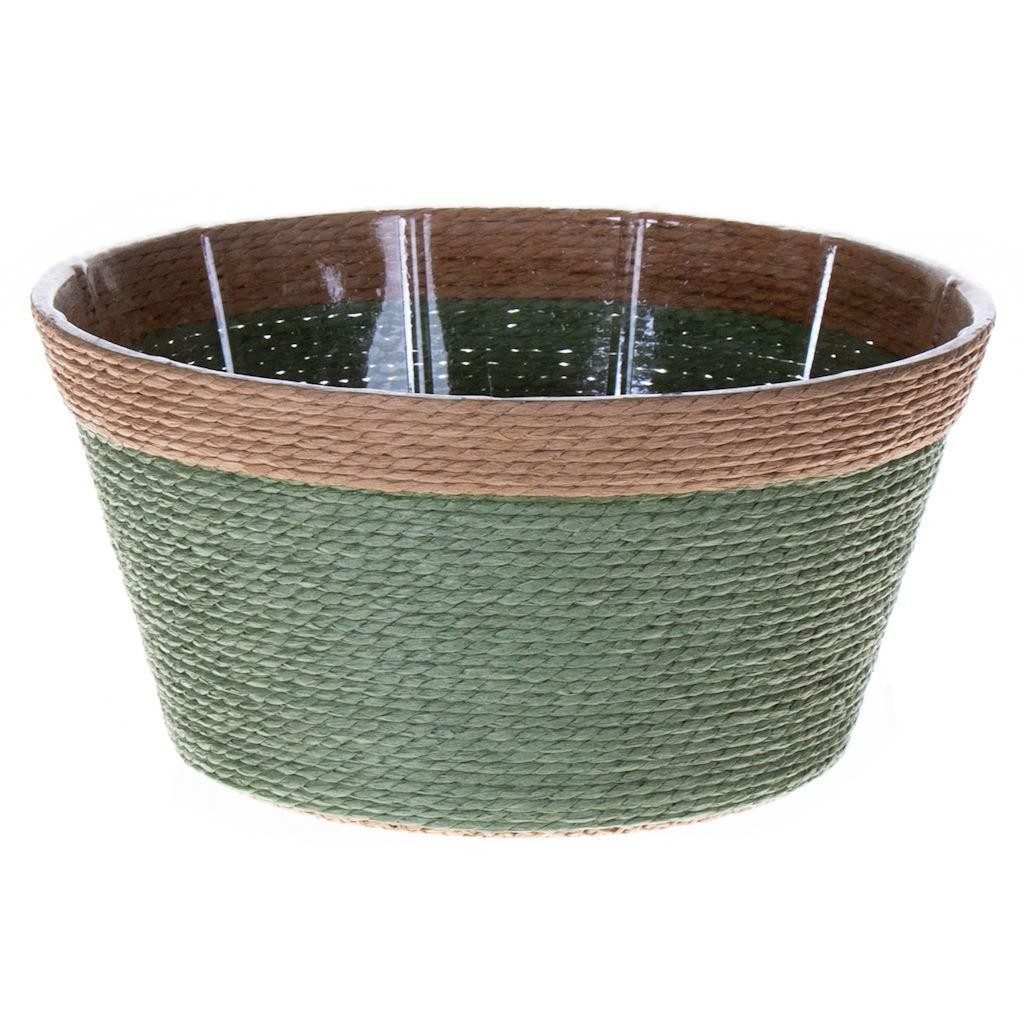 INNA-Glas Übertopf Blumenkorb NERIONKO, grün-beige, 10 cm, Ø 19 cm