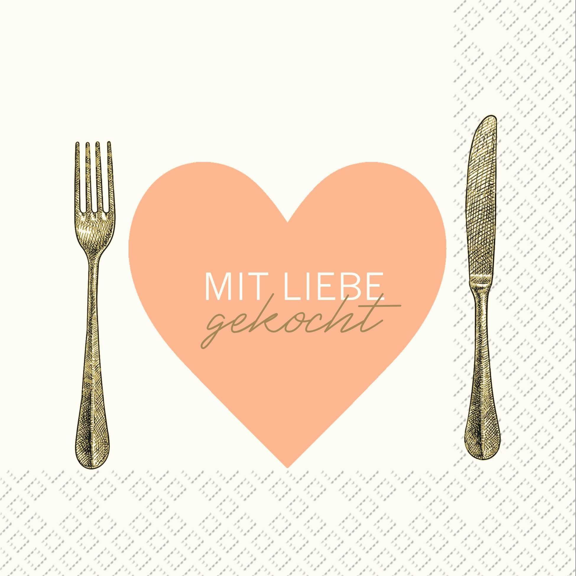 stewo Papierserviette 5289 25 Lunchservietten Mit Liebe gekocht - 33 x 33 cm, 20 Stück