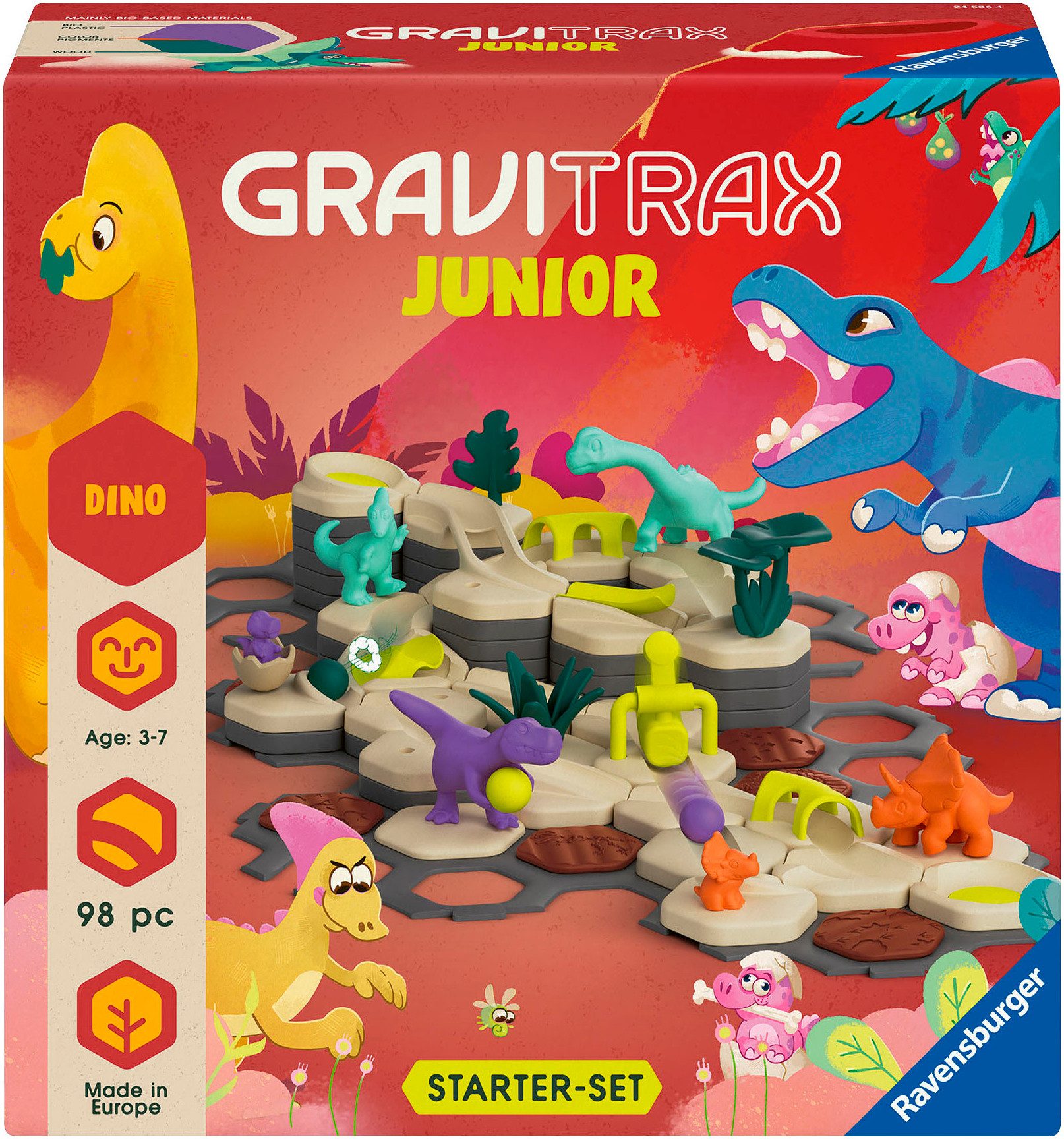 Ravensburger Kugelbahn-Bausatz GraviTrax Junior Starter-Set L Dino, Made in Europe