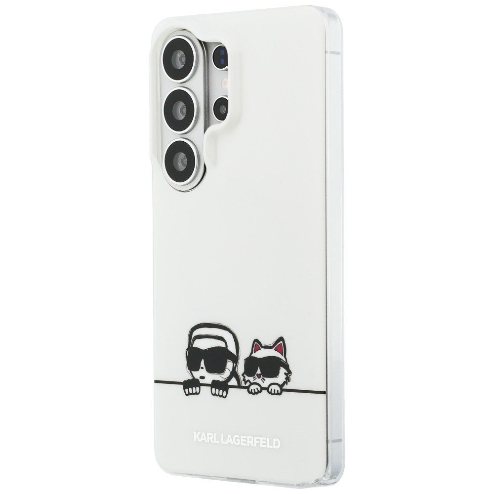 KARL LAGERFELD Handyhülle Galaxy S26 Ultra weiß MagSafe Katze Karl Logo Seiten transparent 6,9 Zoll, Kantenschutz
