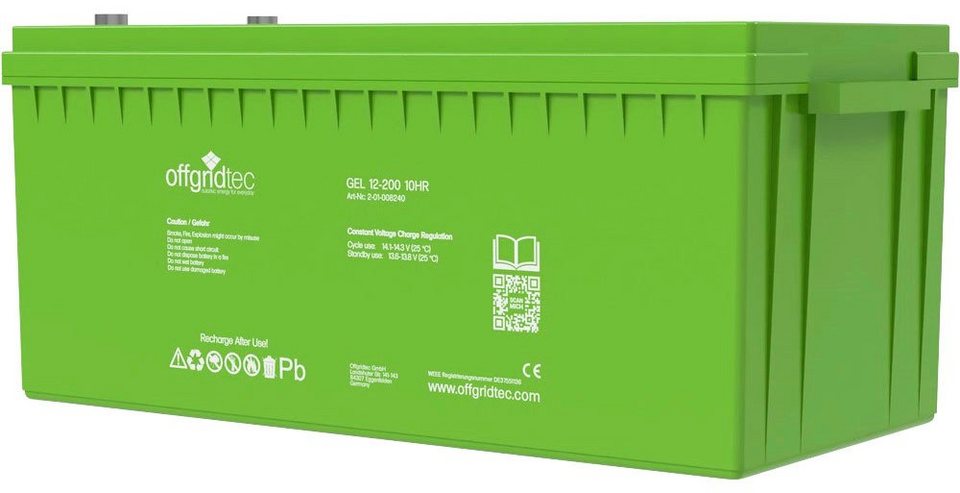 12V/150Ah Gel-Batterie Solarakkus, Selbstentladung von weniger als 3% pro  Monat, Robustes schlag- und bruchfestes sowie alterungsbeständiges  Gehäusematerial