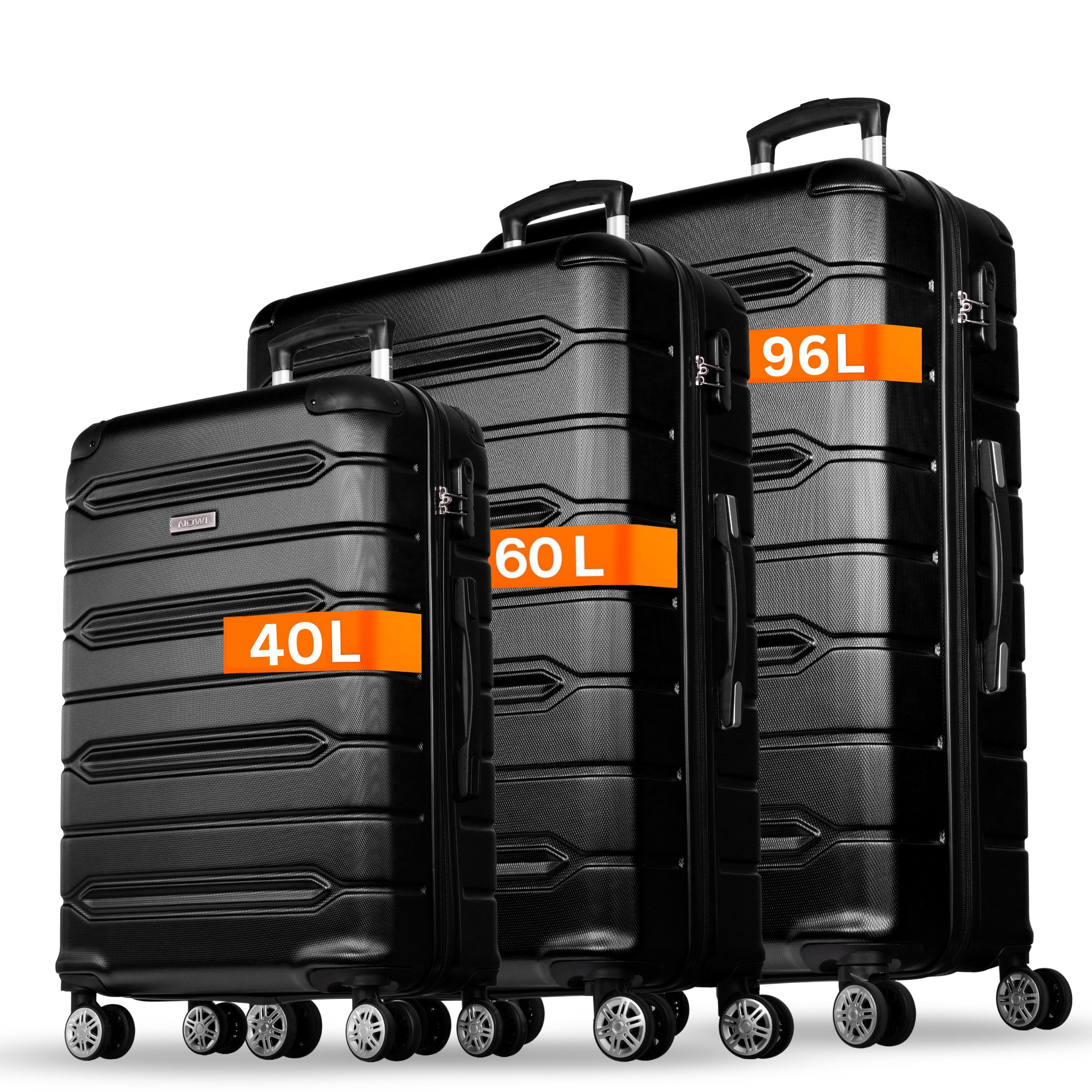 NOWI Hartschalen-Trolley Koffer Hartschalenkoffer mit Zahlenschloss & 8 Rollen Trolley, Zahlenschloss
