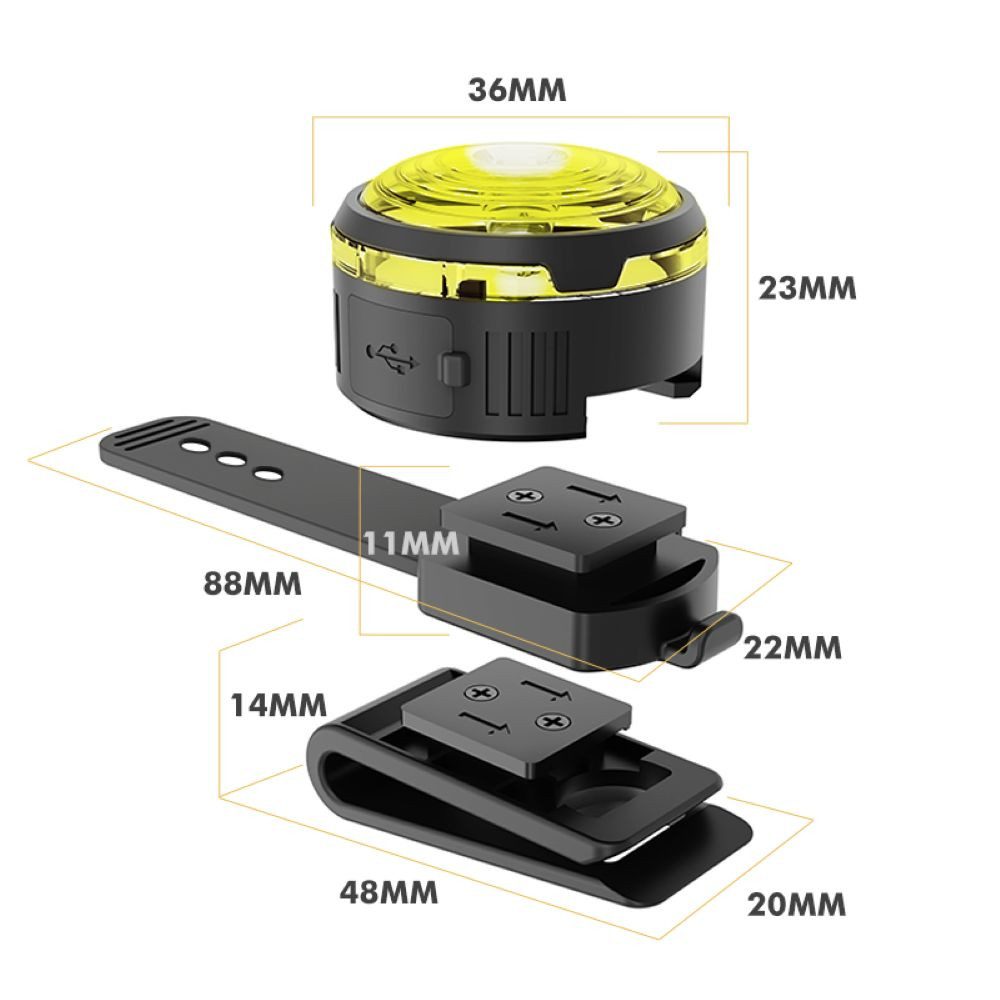 Illes-Laedchen LED Blinklicht LED Sicherheitslicht Clip Joggen Outdoor wiederaufladbar, USB-C, wasserdicht, 7 Farben, 8 Modi