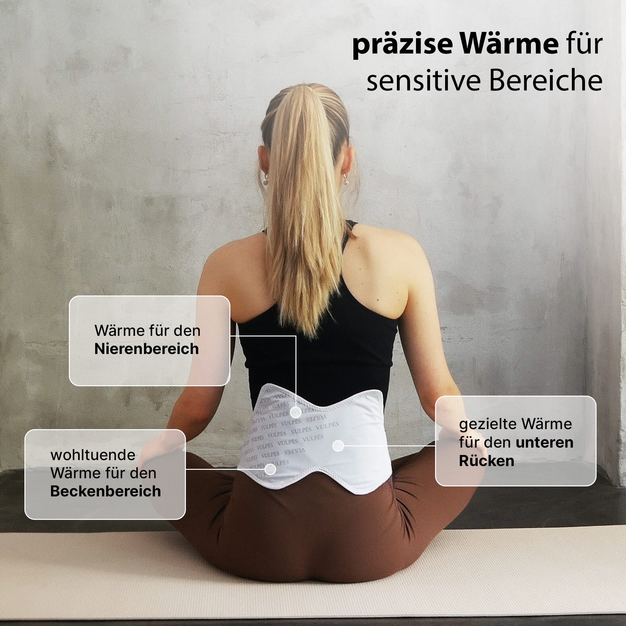 Vulpés Wärmegürtel HeatBelt Pro - intelligenter Heizgürtel für Rücken, Becken, Nieren, Organisches Bambusmaterial, Tiefenwärme, Smartphone Steuerung