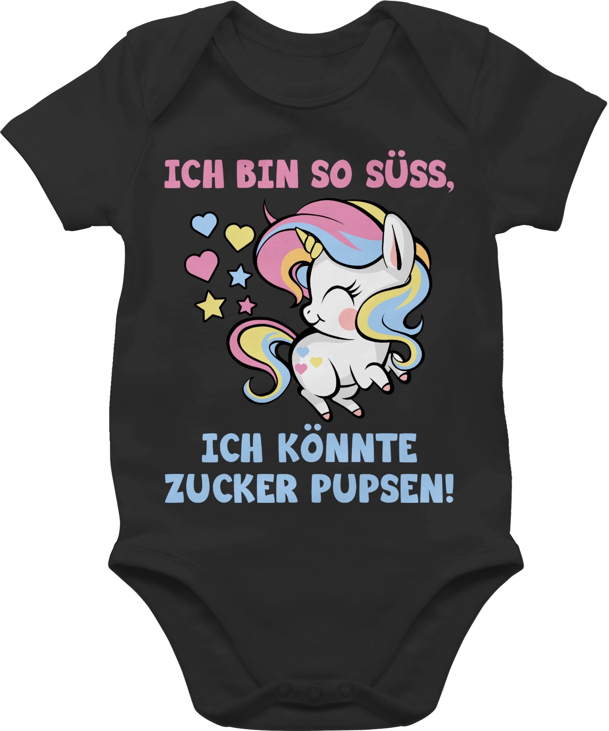 Shirtracer Shirtbody Ich bin so süß ich könnte Zucker pupsen Statement 2 Schwarz