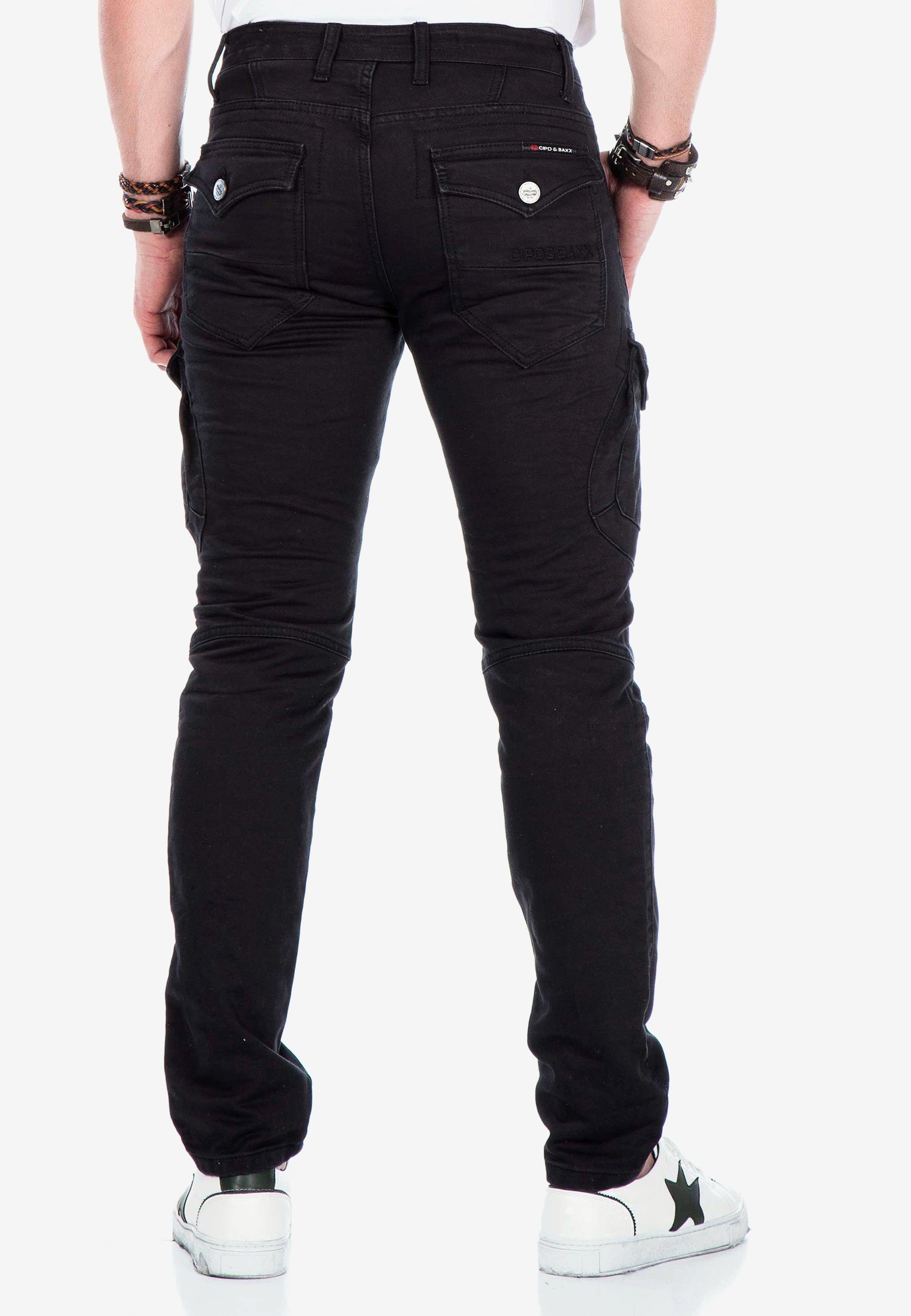 Bequeme im Baxx Cipo angesagten Jeans & Biker-Stil schwarz